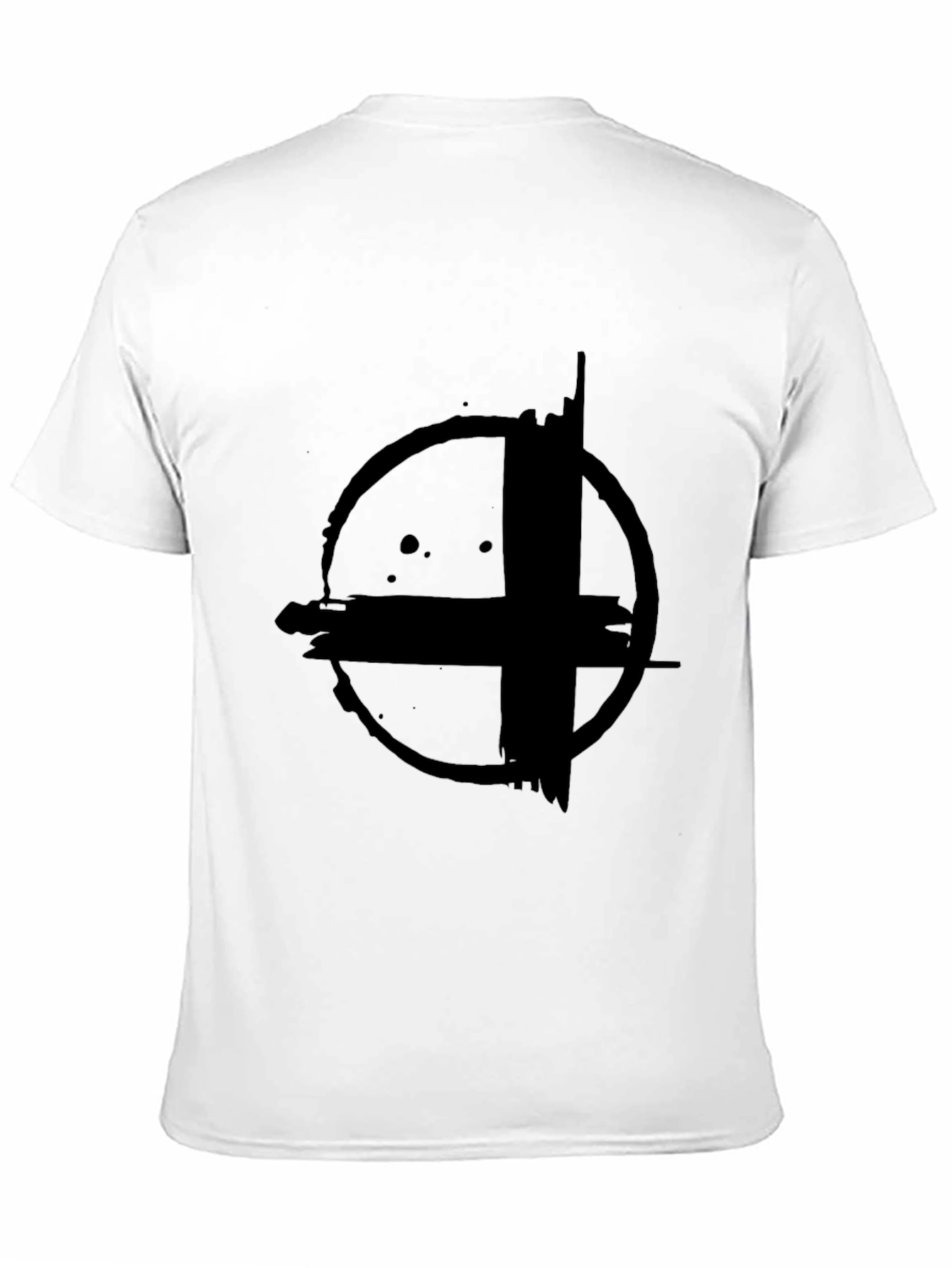 Abstract Circle Cross Graphic Print Black T-Shirt