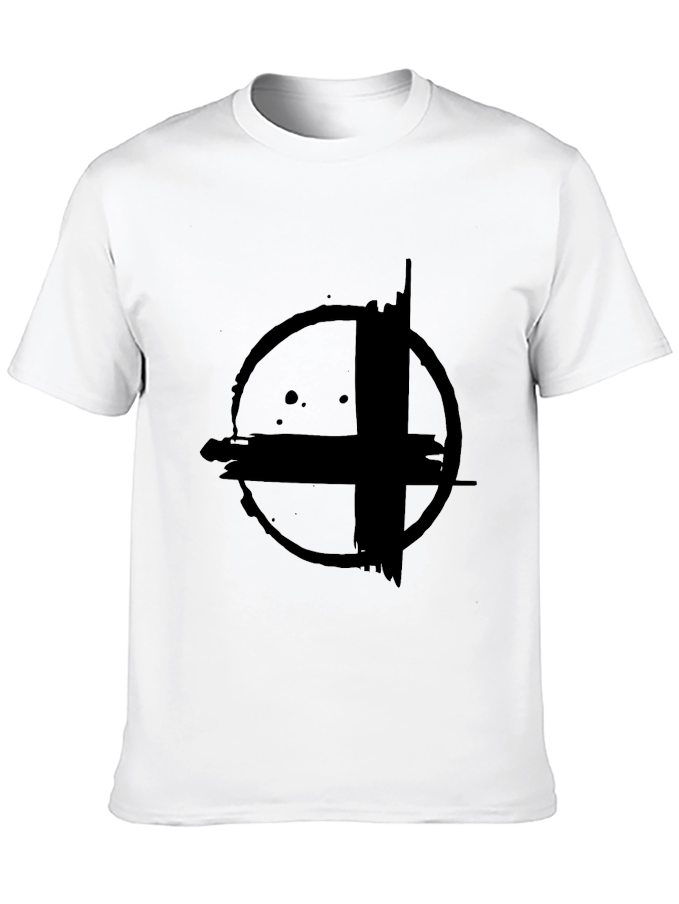 Abstract Circle Cross Graphic Print Black T-Shirt