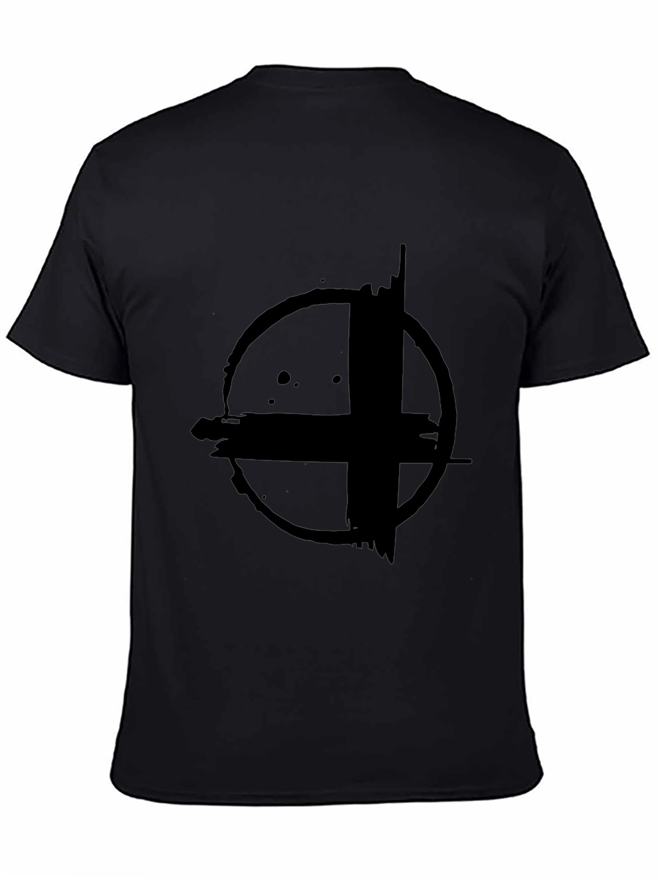 Abstract Circle Cross Graphic Print Black T-Shirt