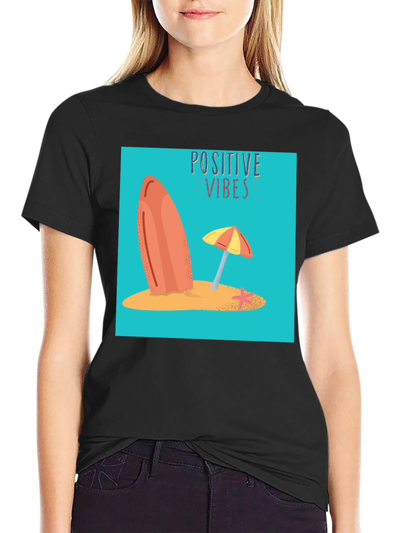 Positive Vibes Graphic T-Shirt - Beach Surf Design