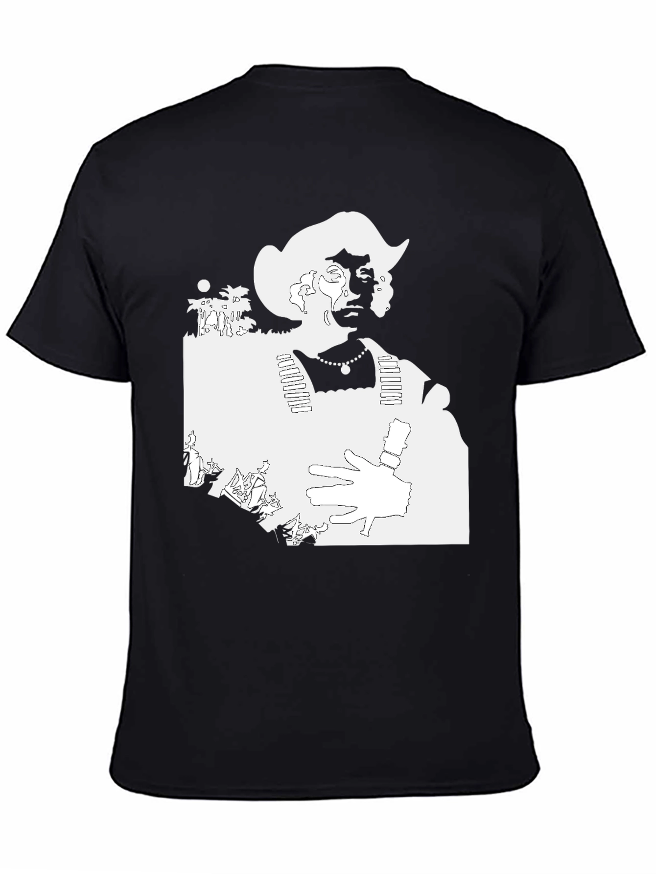 Graphic Tee: Retro Cowboy Silhouette Black T-Shirt