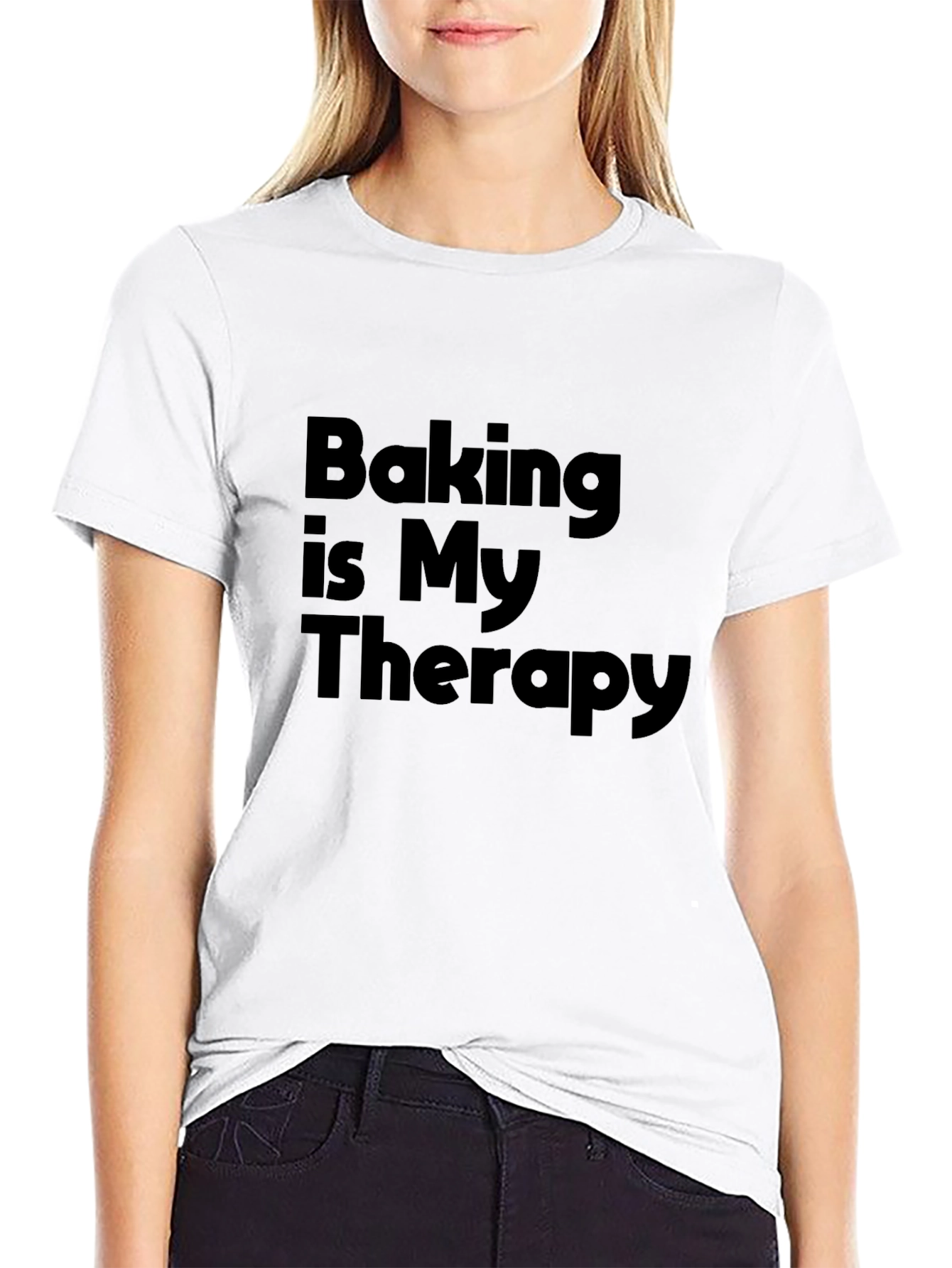 Baking Is My Therapy Black T-Shirt