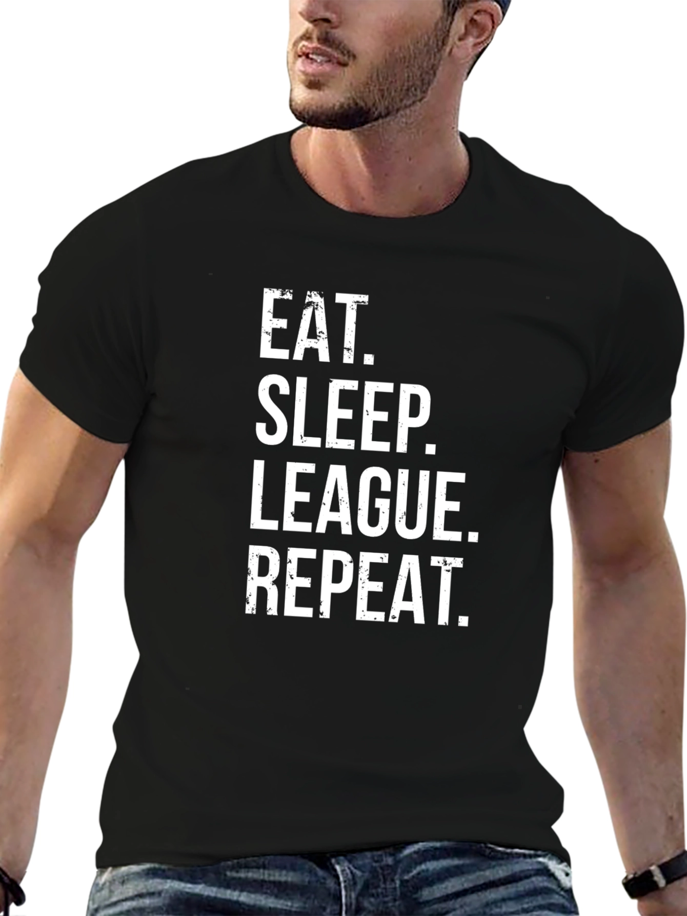 Eat Sleep League Repeat Black T-Shirt