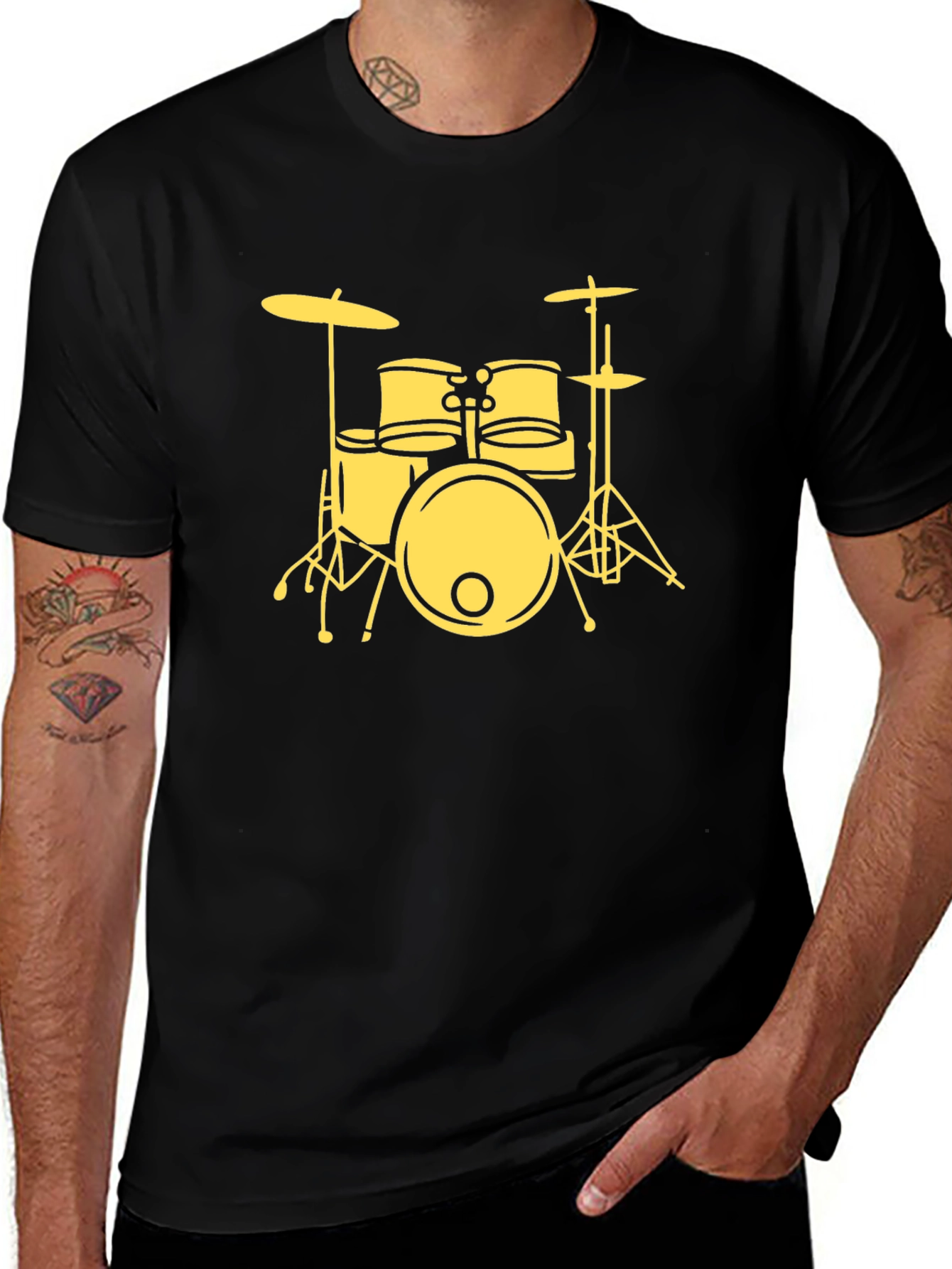 Drum Kit Graphic Tee - Black