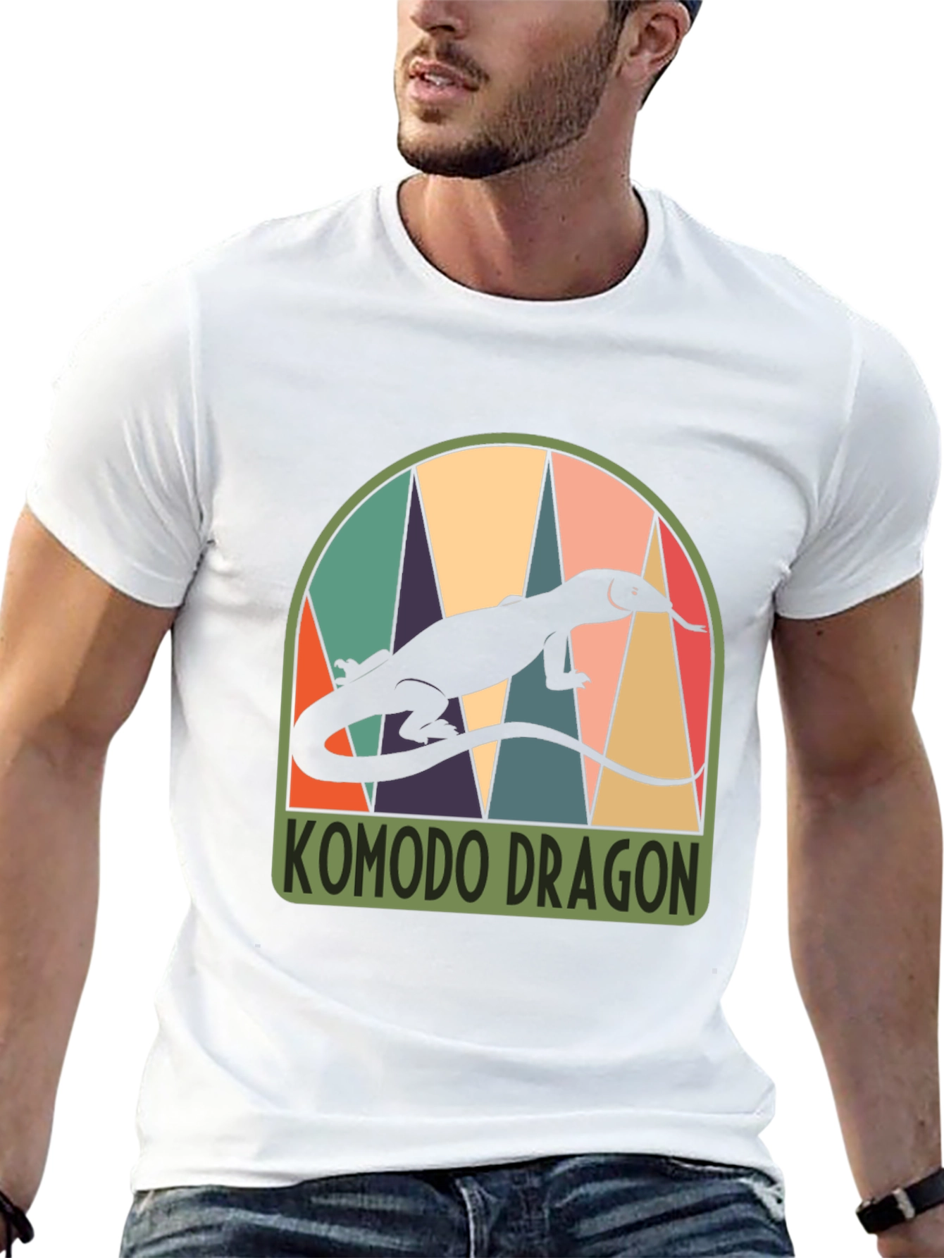 Komodo Dragon Graphic T-Shirt - Retro Style