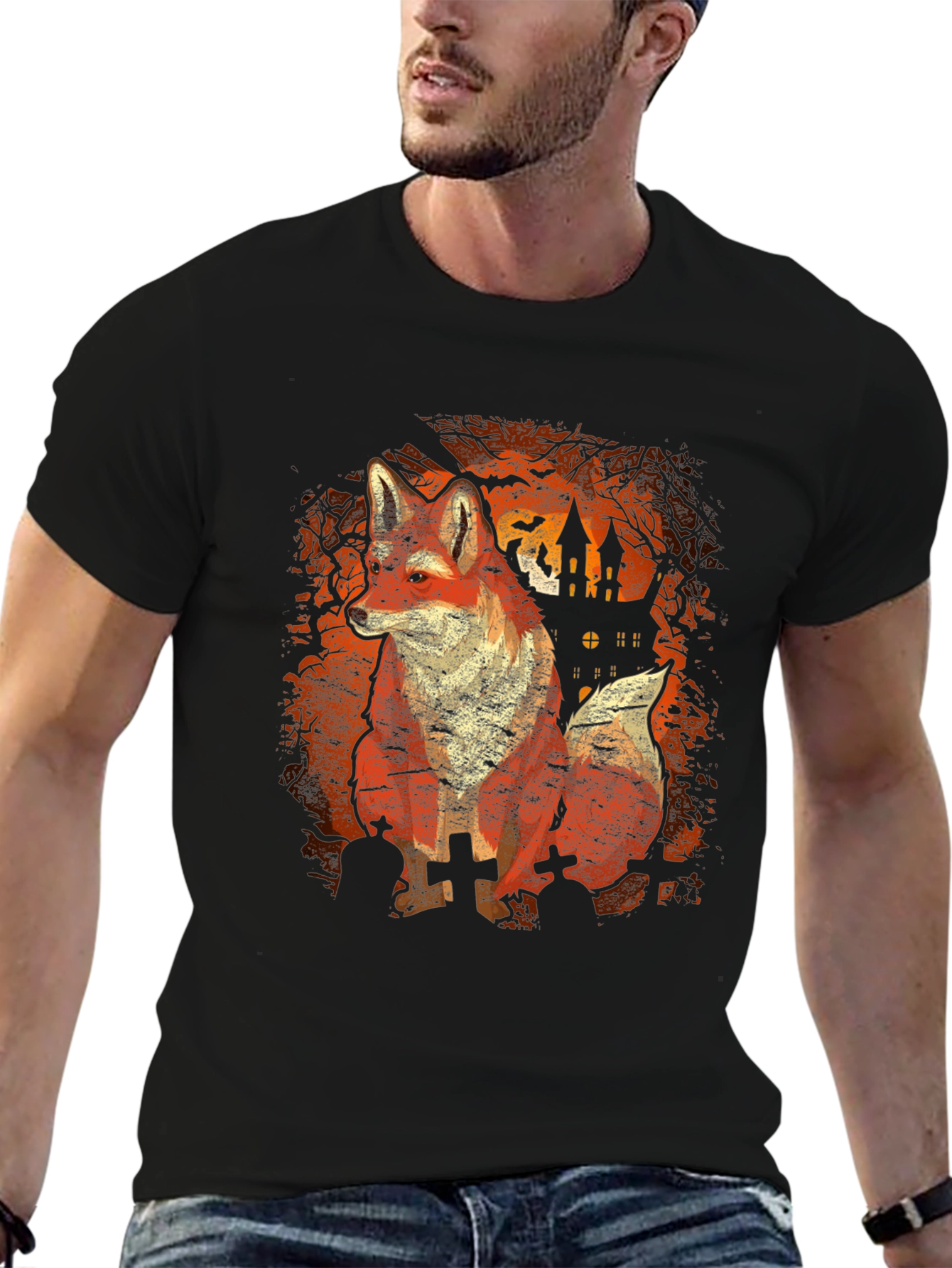 Halloween Fox Black T-Shirt