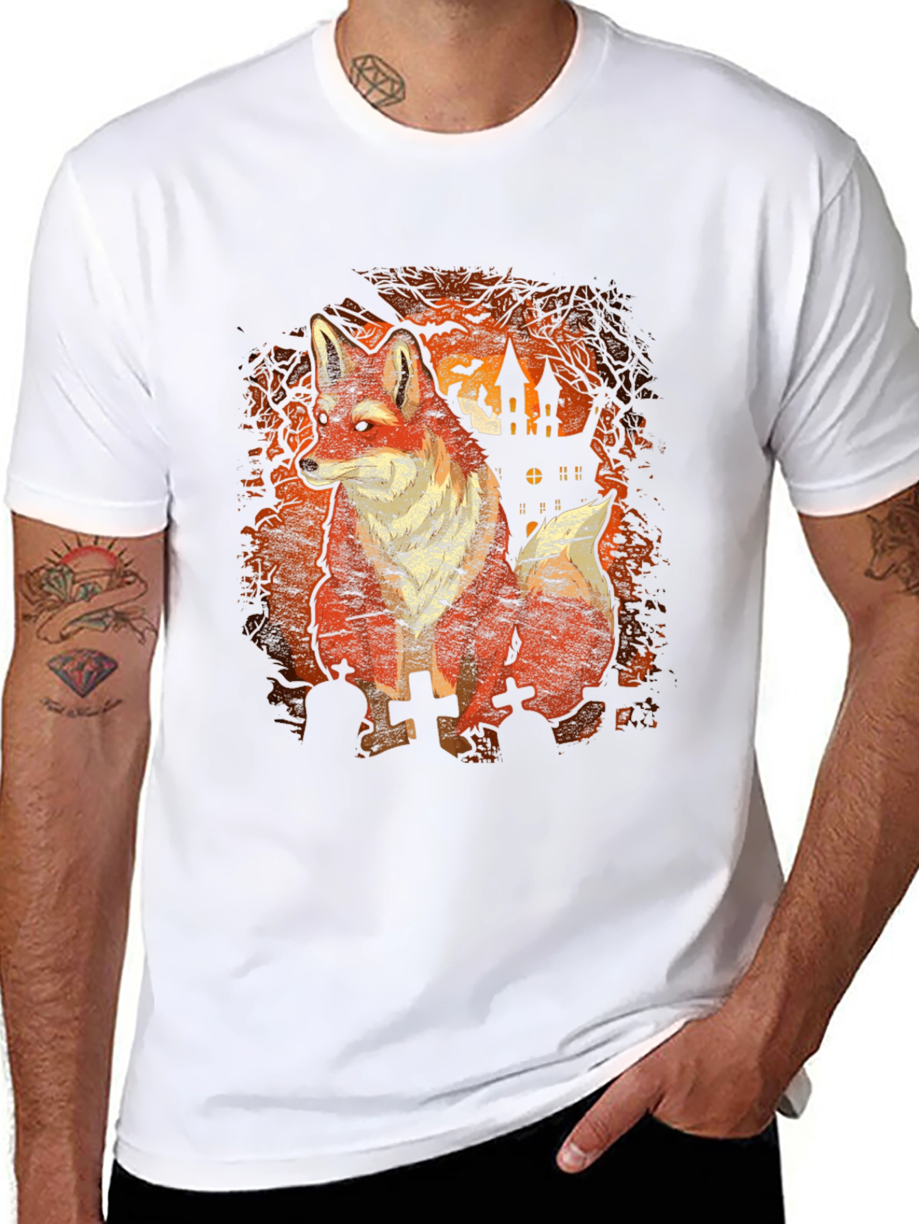 Halloween Fox Black T-Shirt