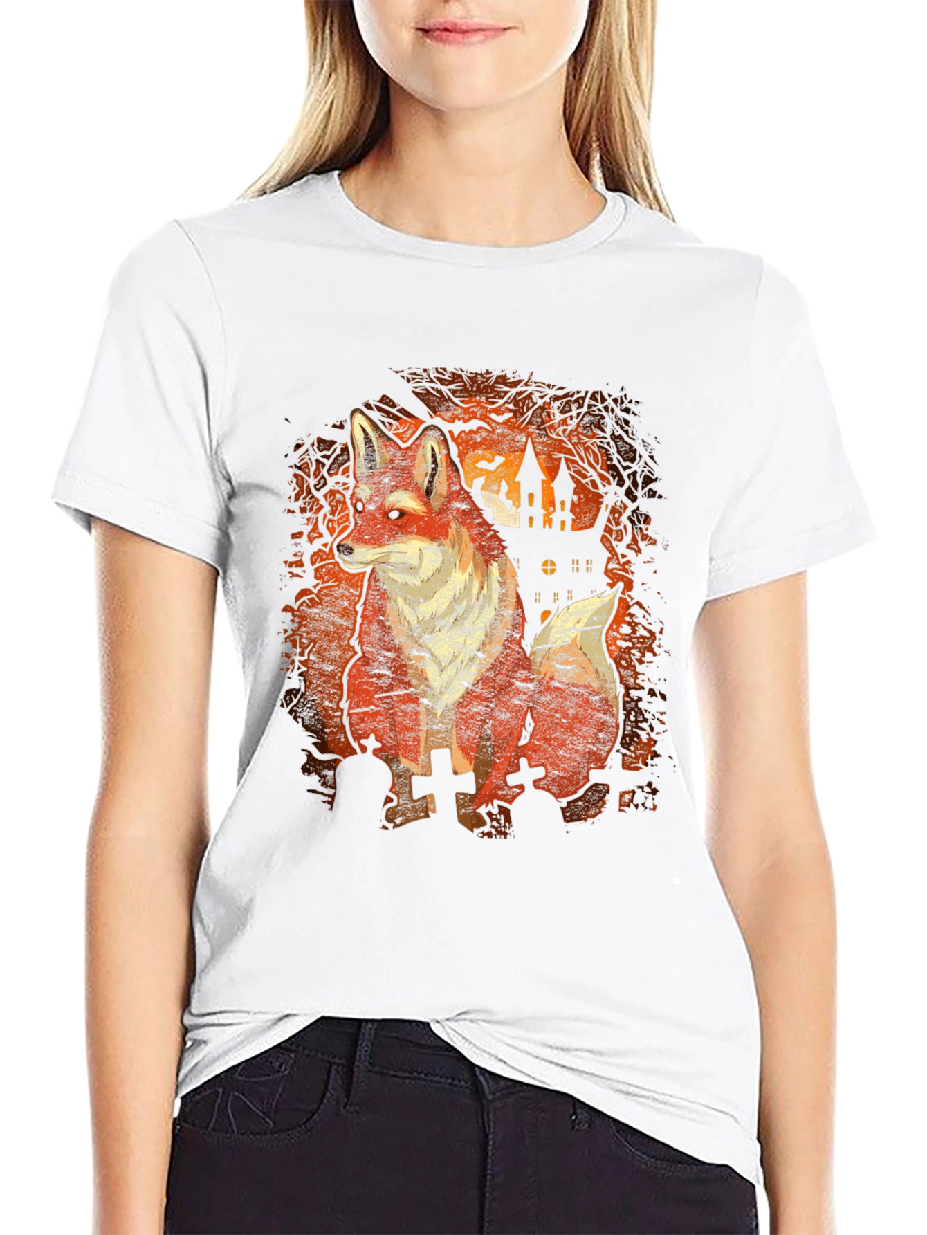 Halloween Fox Black T-Shirt