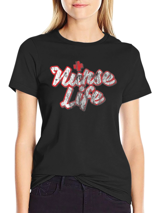Nurse Life Graphic T-Shirt - Black