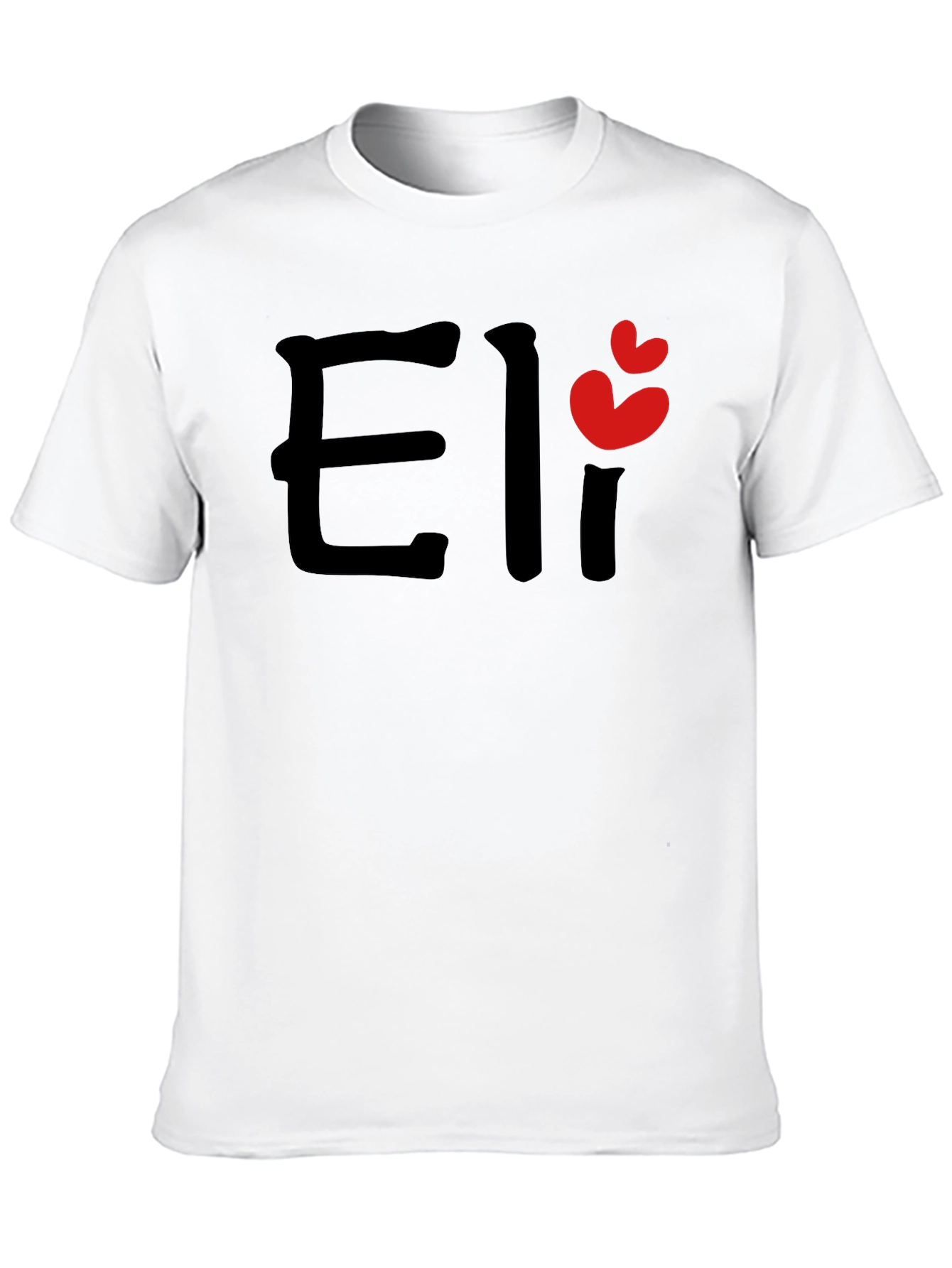 Eli Name Black T-Shirt with Heart Detail