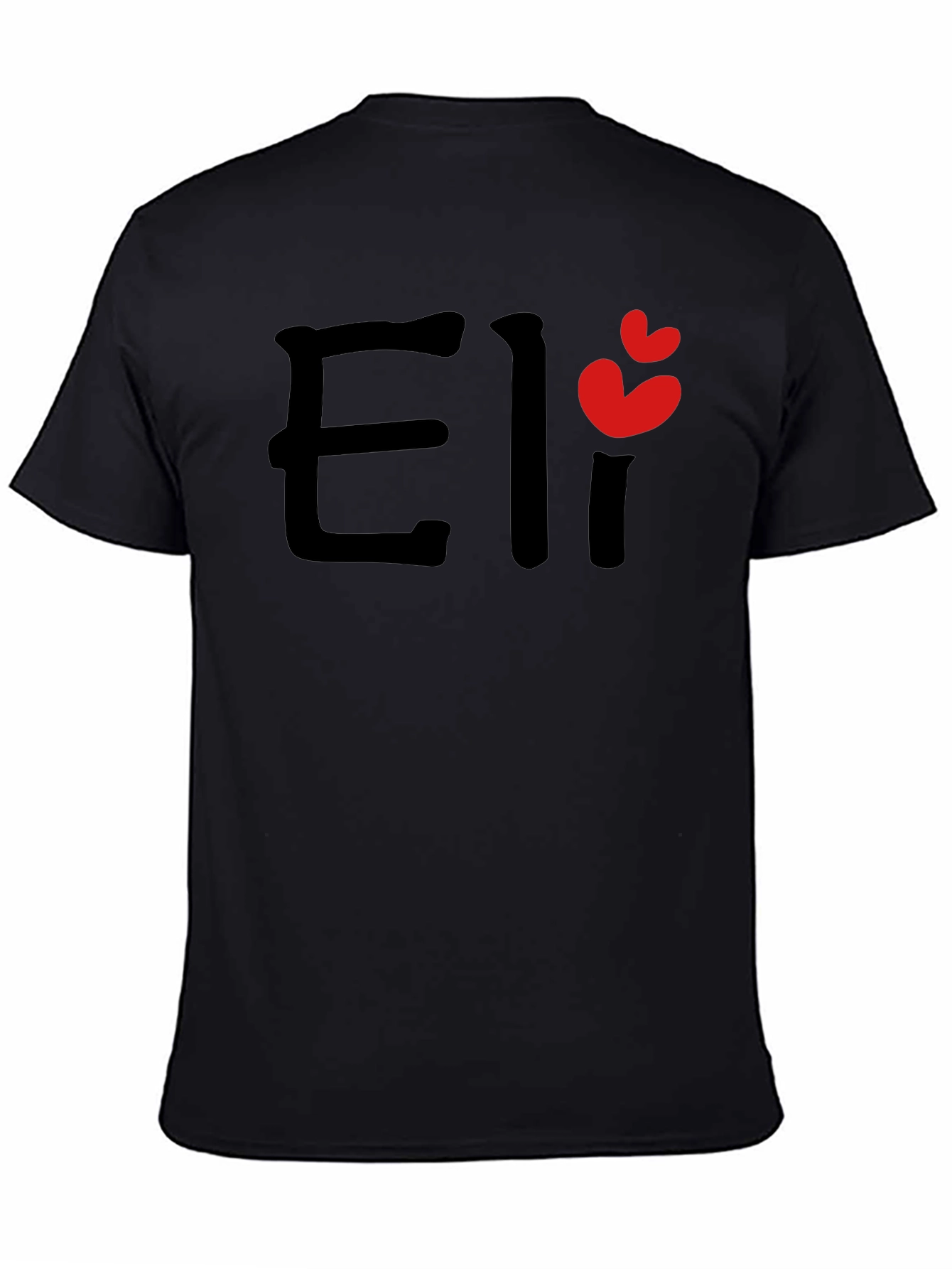 Eli Name Black T-Shirt with Heart Detail