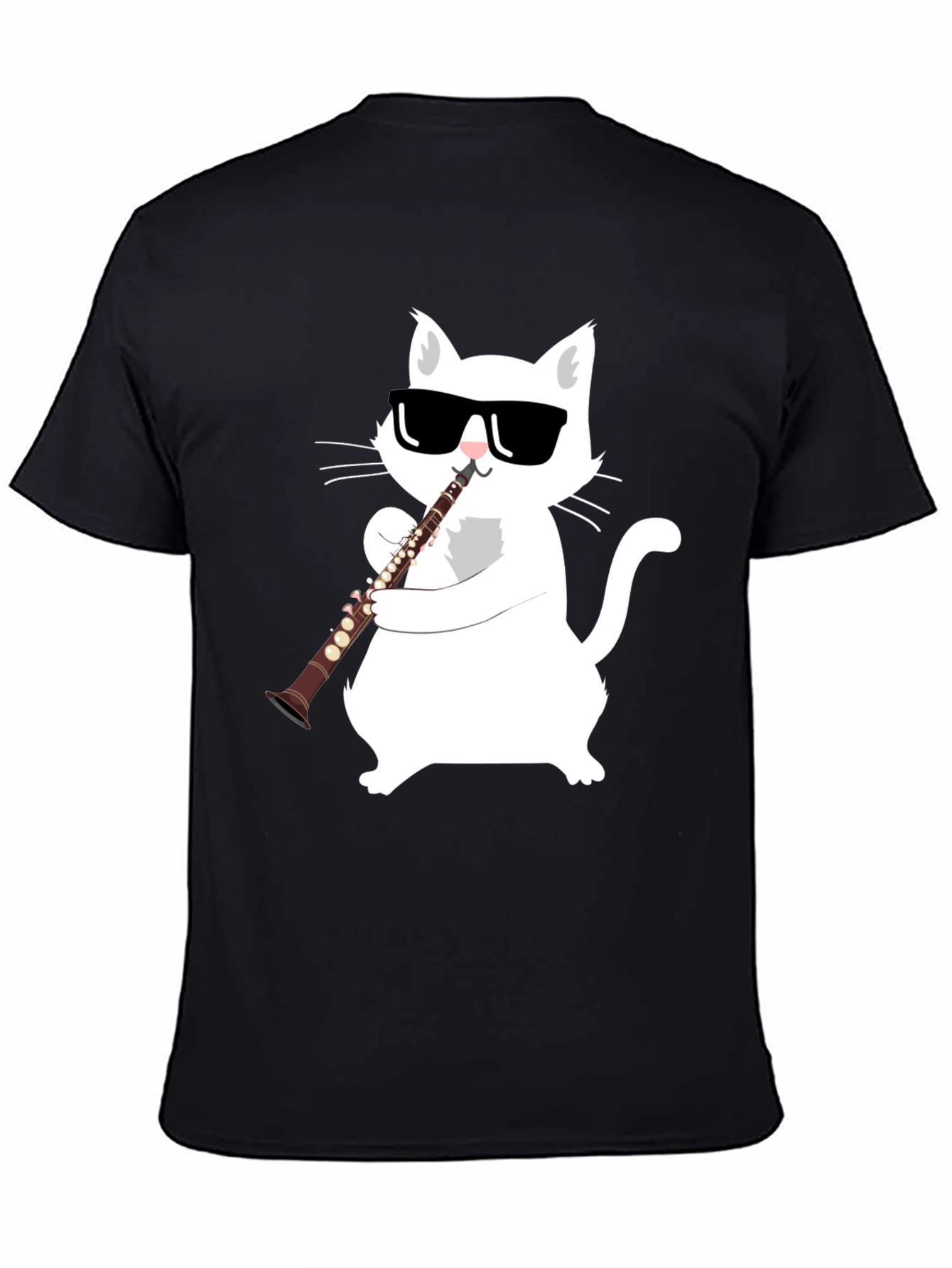 Cool Cat Clarinet Player Graphic Tee