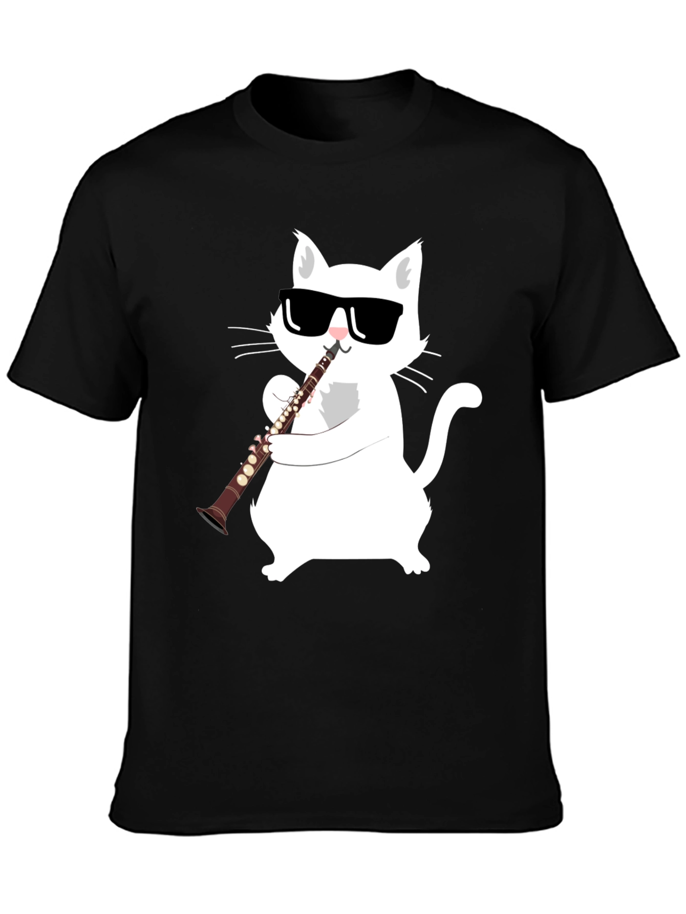 Cool Cat Clarinet Player Graphic Tee