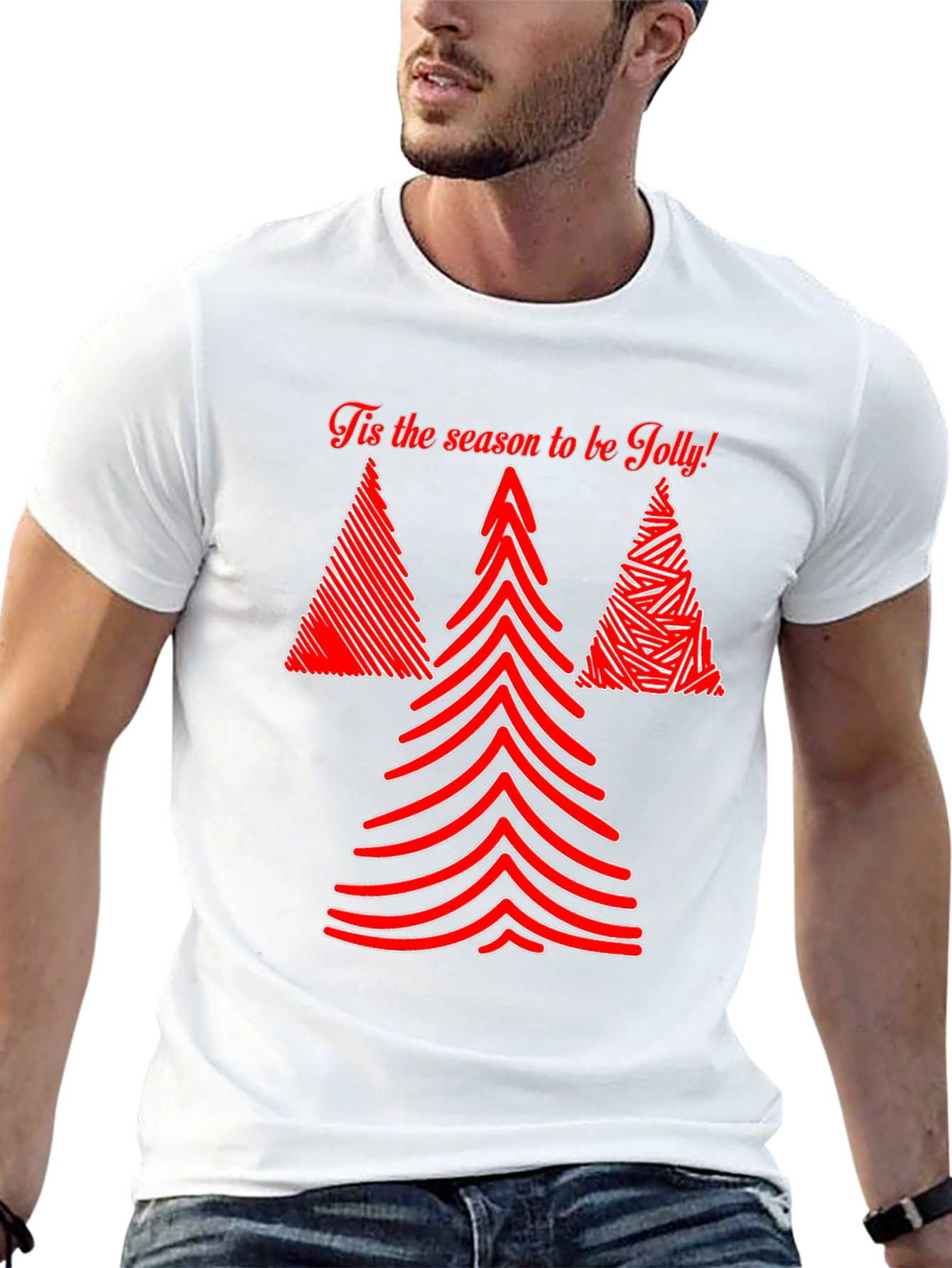 Tis the Season Jolly Christmas Tree Graphic Tee