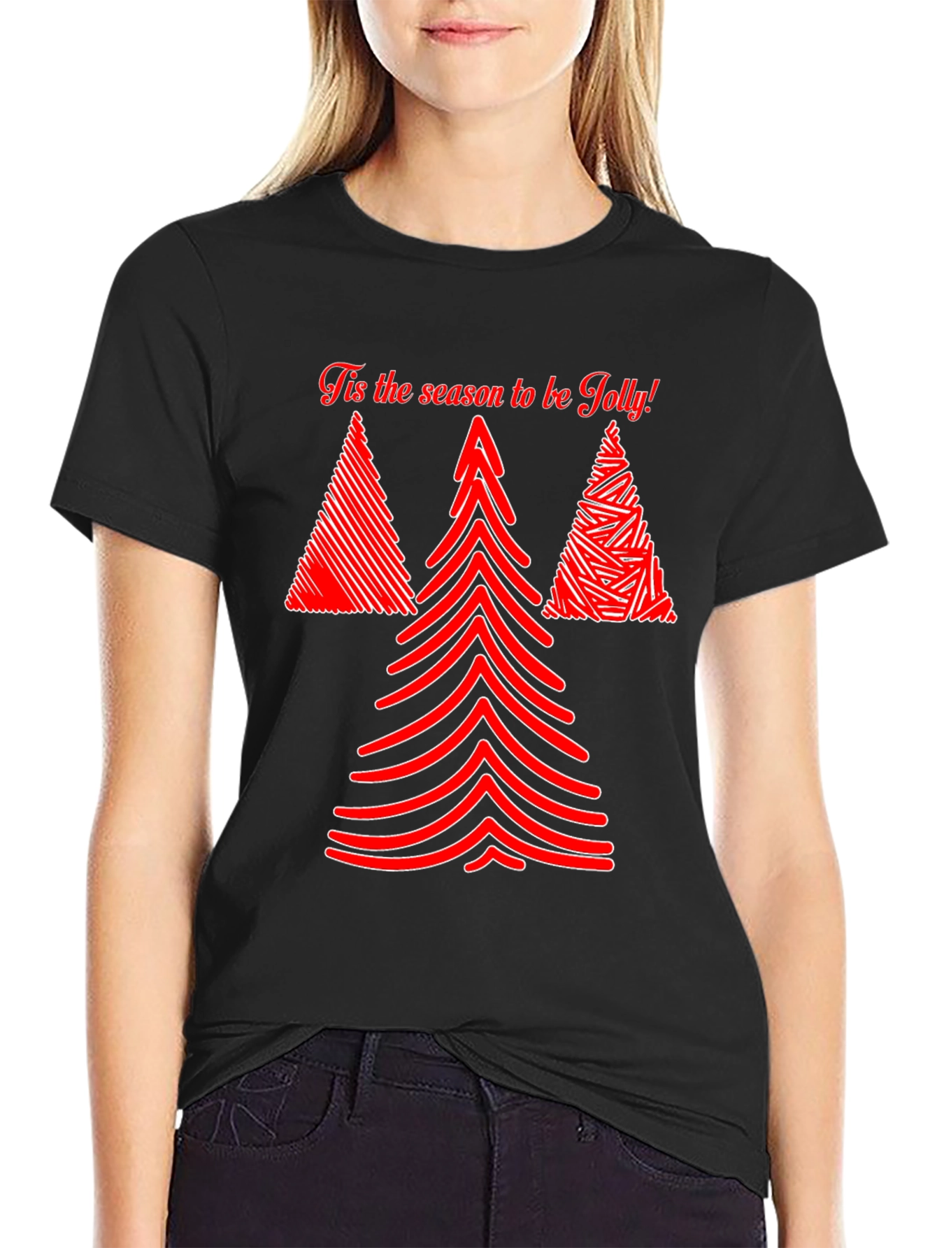 Tis the Season Jolly Christmas Tree Graphic Tee