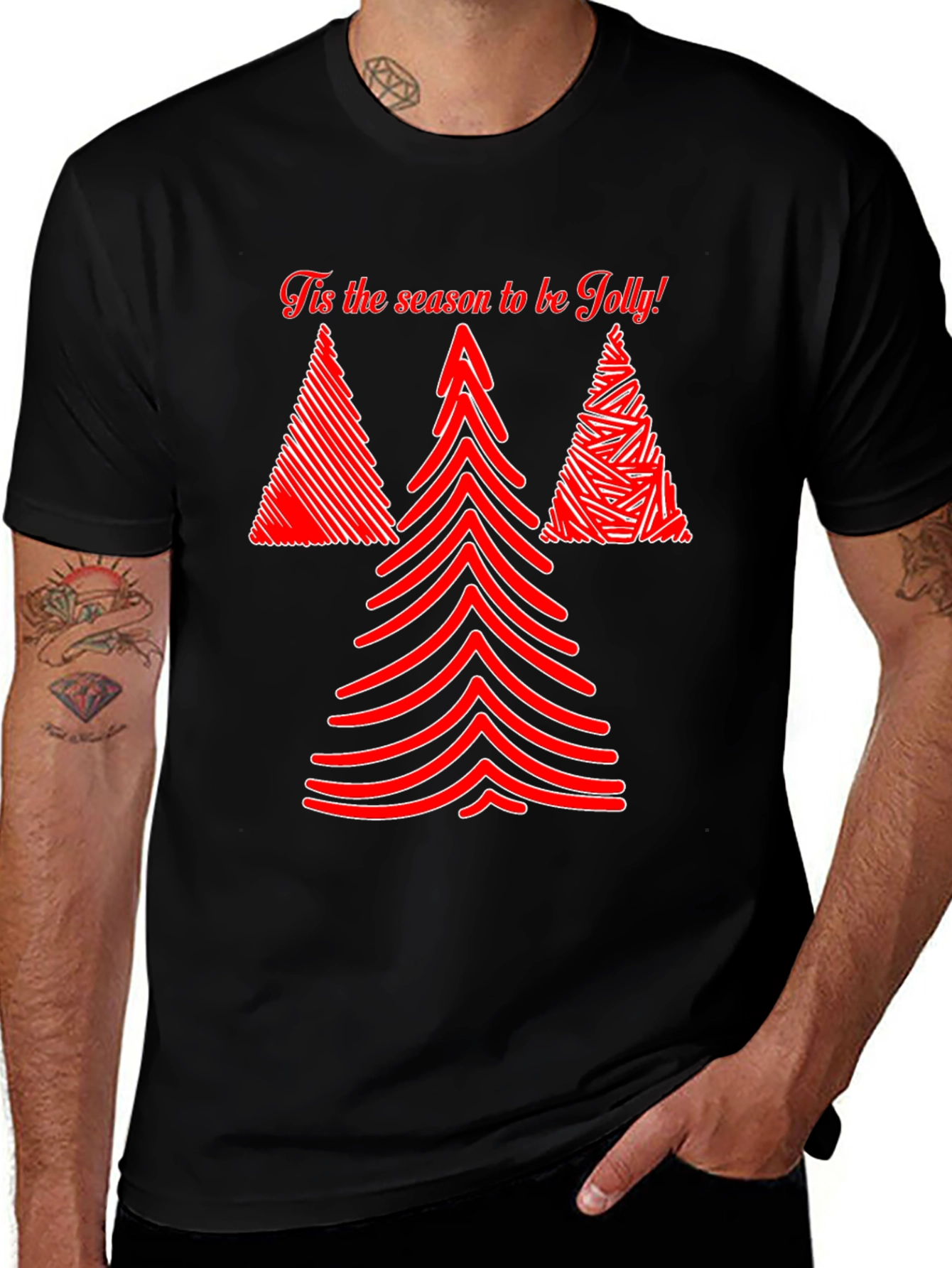 Tis the Season Jolly Christmas Tree Graphic Tee
