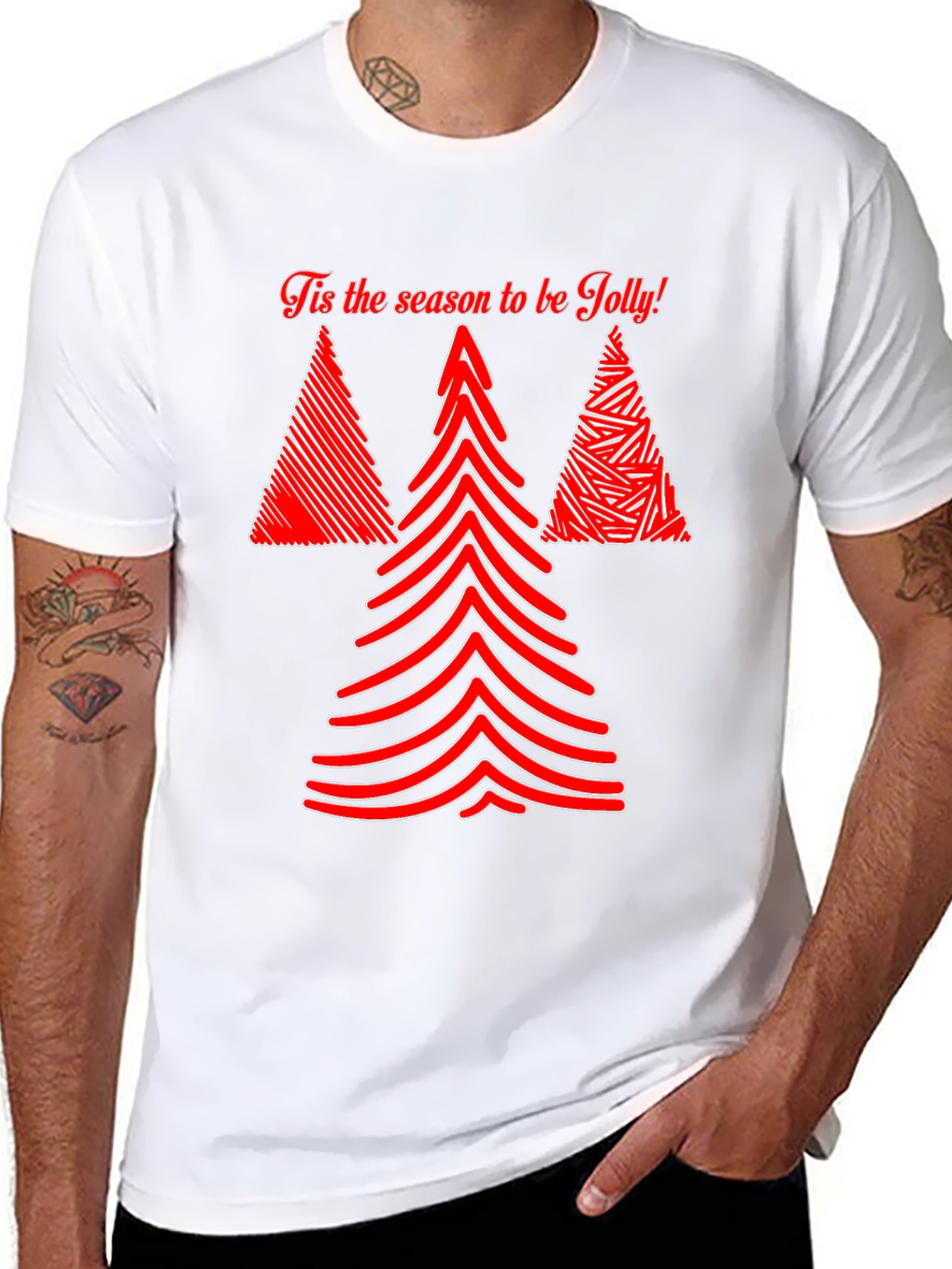 Tis the Season Jolly Christmas Tree Graphic Tee