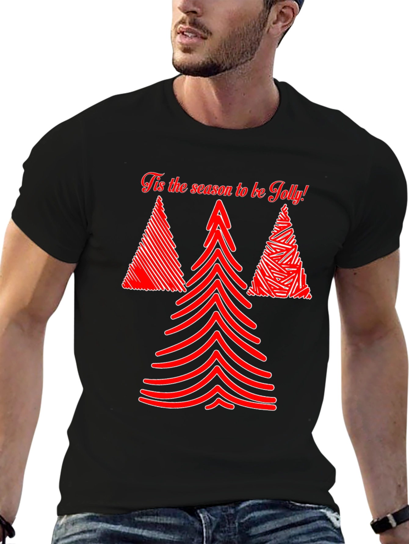 Tis the Season Jolly Christmas Tree Graphic Tee
