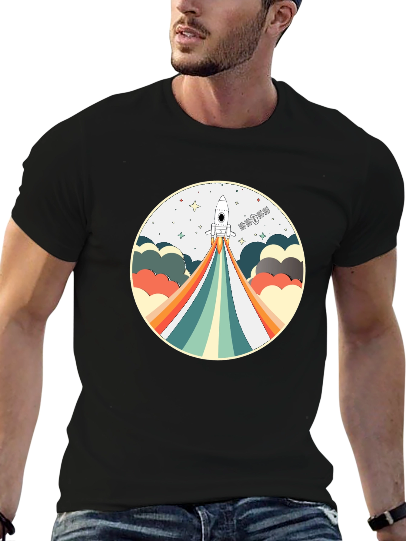 Retro Rocket Launch T-Shirt - Space Adventure Tee