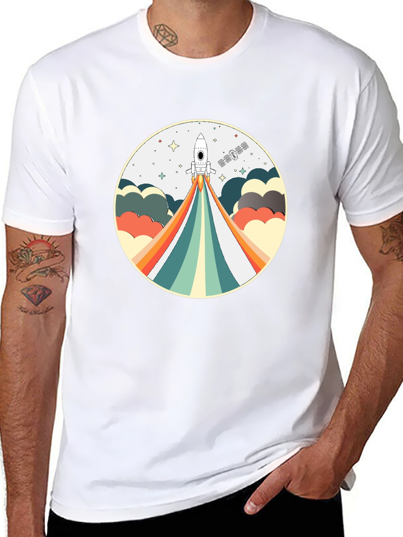 Retro Rocket Launch T-Shirt - Space Adventure Tee