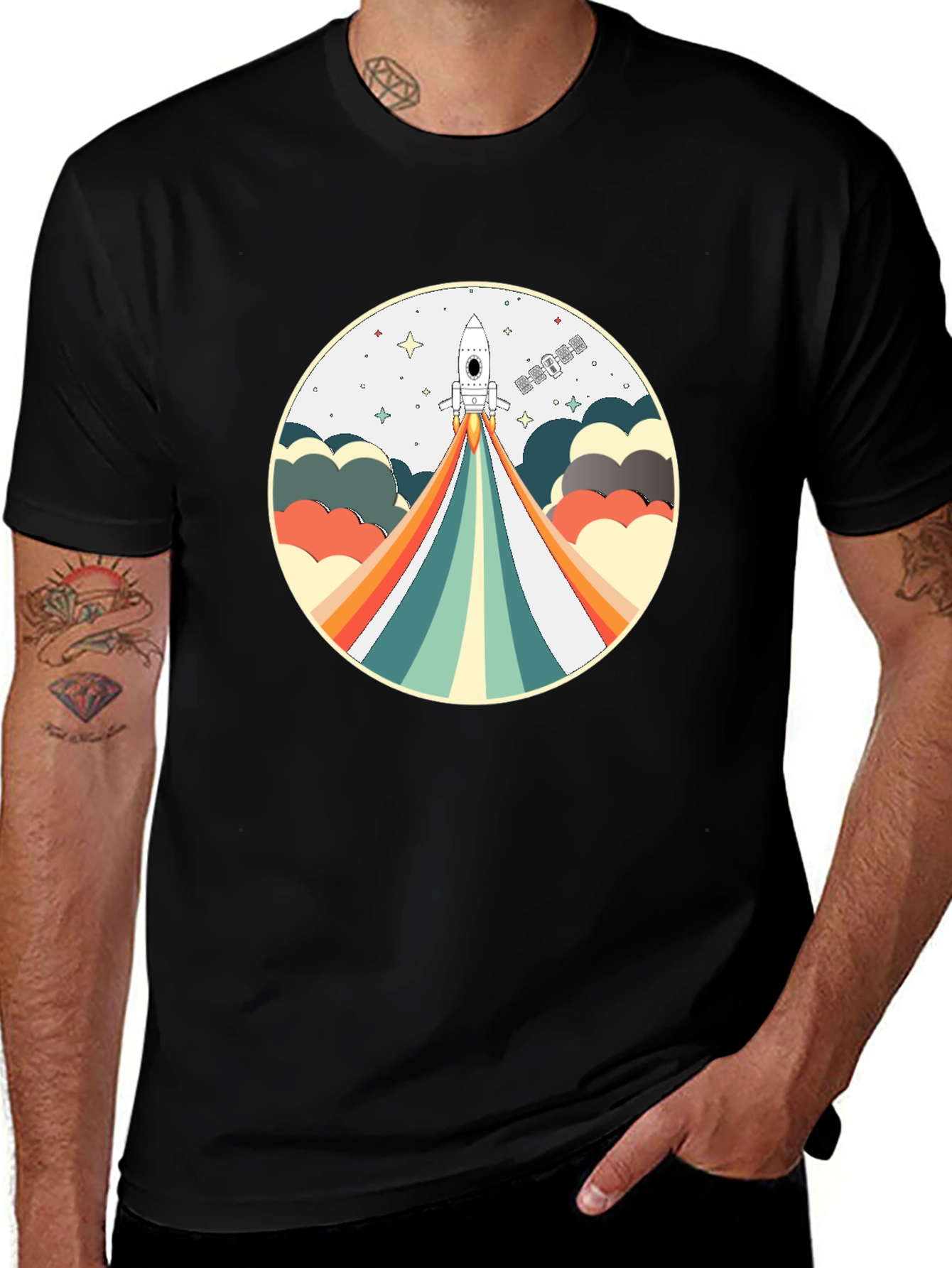 Retro Rocket Launch T-Shirt - Space Adventure Tee