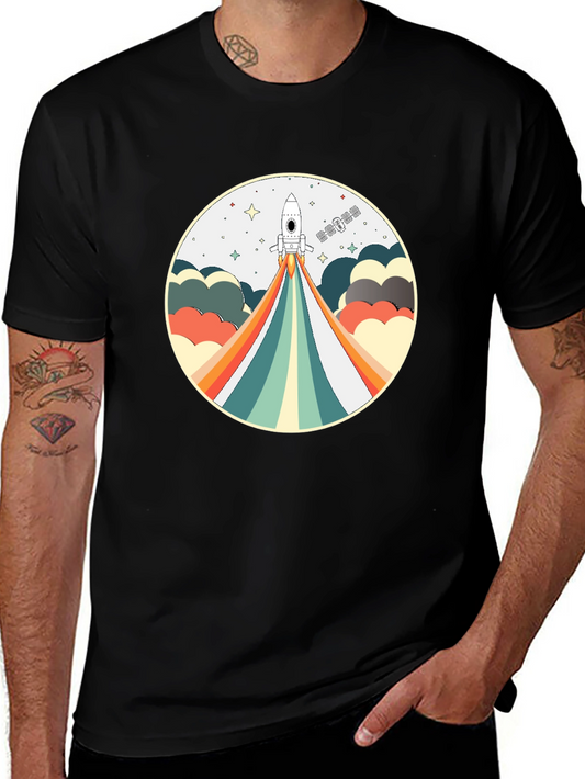 Retro Rocket Launch T-Shirt - Space Adventure Tee