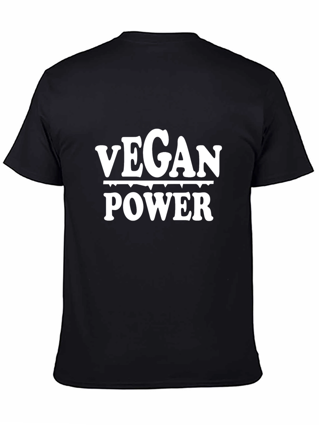 Vegan Power Graphic T-Shirt -  Black Crew Neck Tee