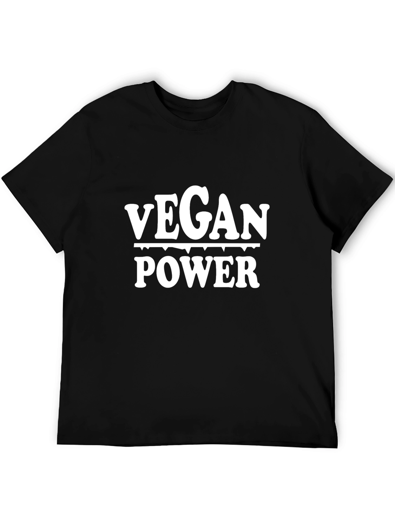 Vegan Power Graphic T-Shirt -  Black Crew Neck Tee