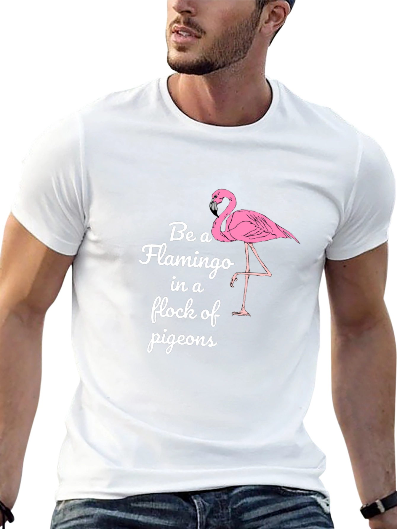 Be a Flamingo Black Graphic T-Shirt