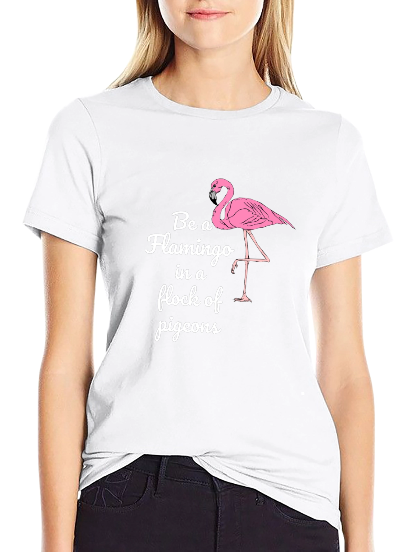Be a Flamingo Black Graphic T-Shirt