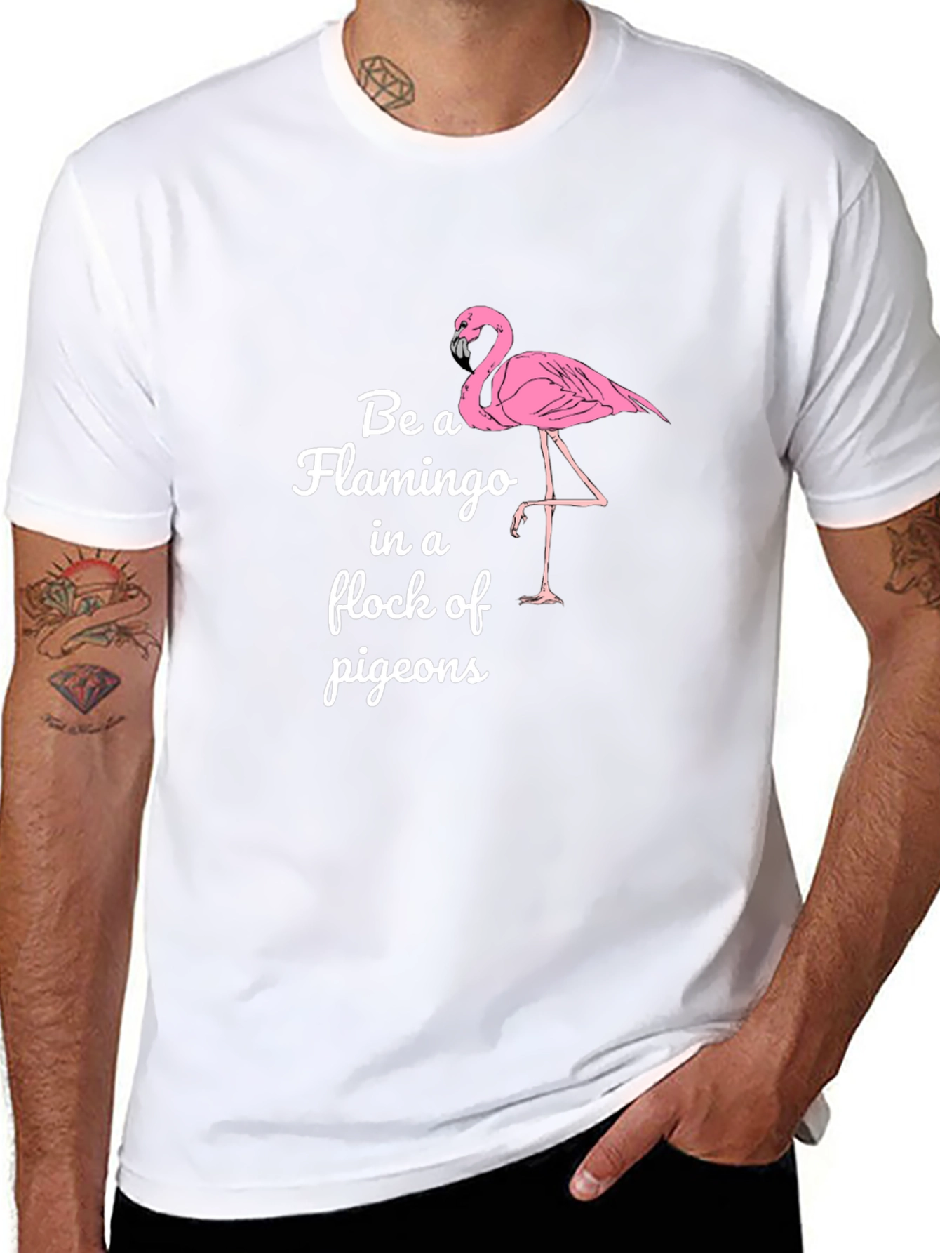 Be a Flamingo Black Graphic T-Shirt