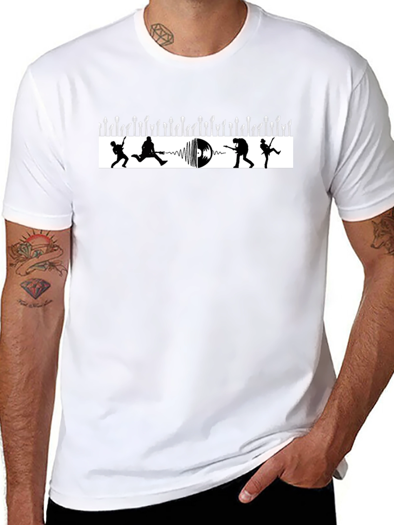Rock Band Silhouette Graphic Tee - Black