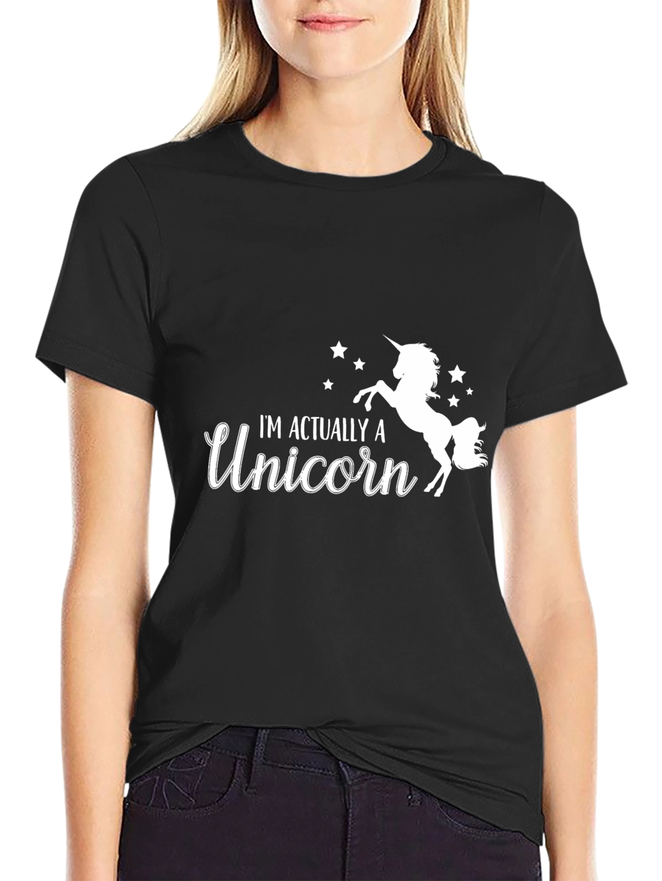 Im Actually a Unicorn Black T-Shirt