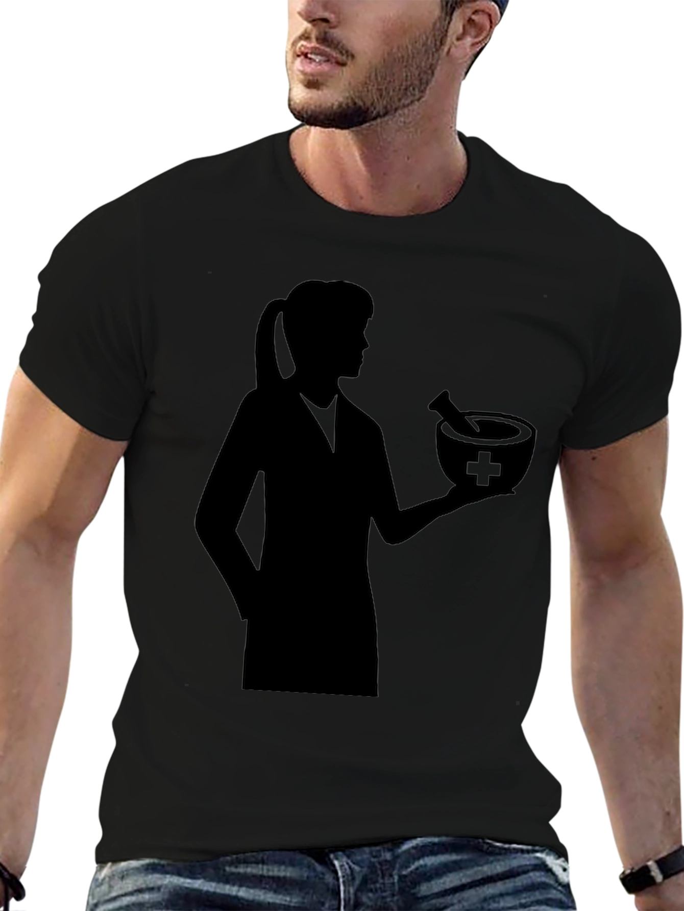 Pharmacist Silhouette Black T-Shirt