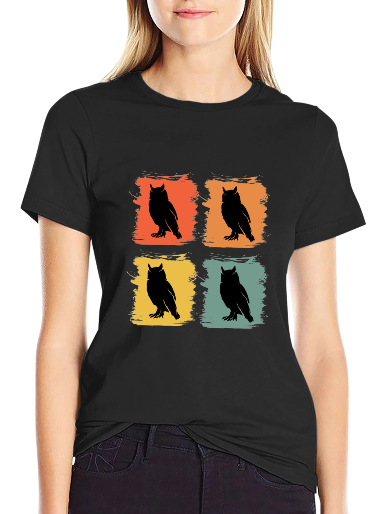 Retro Owl Graphic Tee - Mens Crew Neck