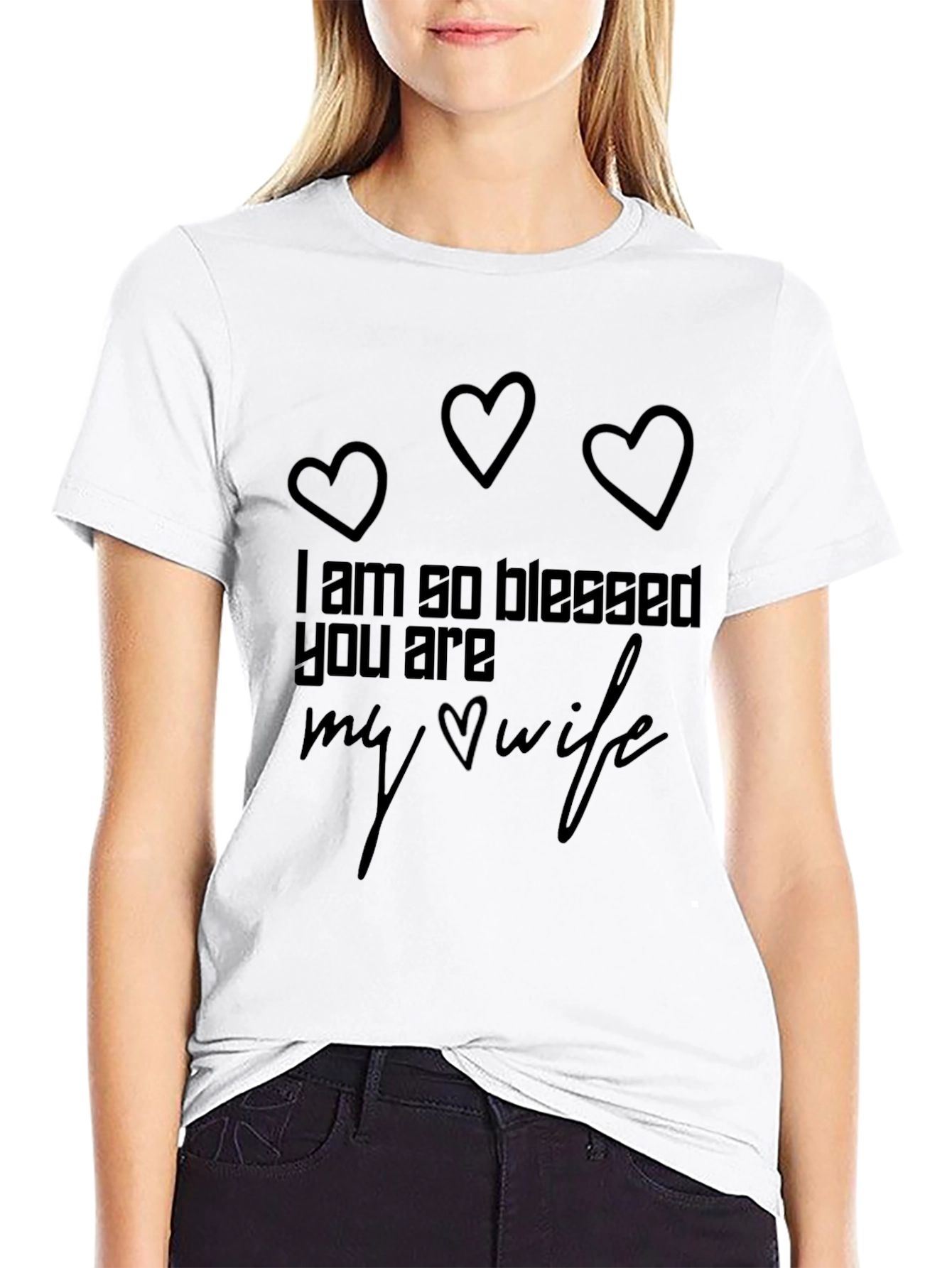 Blessed Wife Graphic Tee - Black Crew Neck T-Shirt