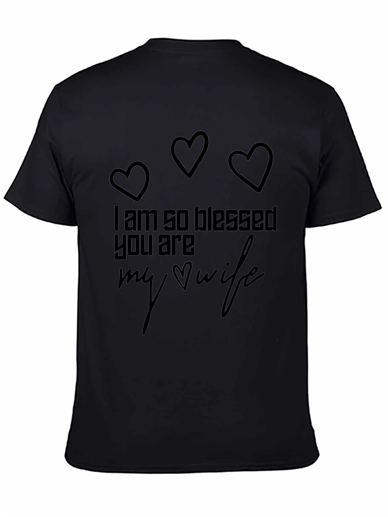 Blessed Wife Graphic Tee - Black Crew Neck T-Shirt