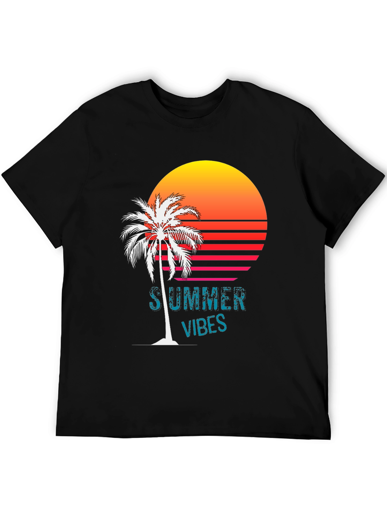 Summer Vibes T-Shirt - Palm Tree Sunset Design