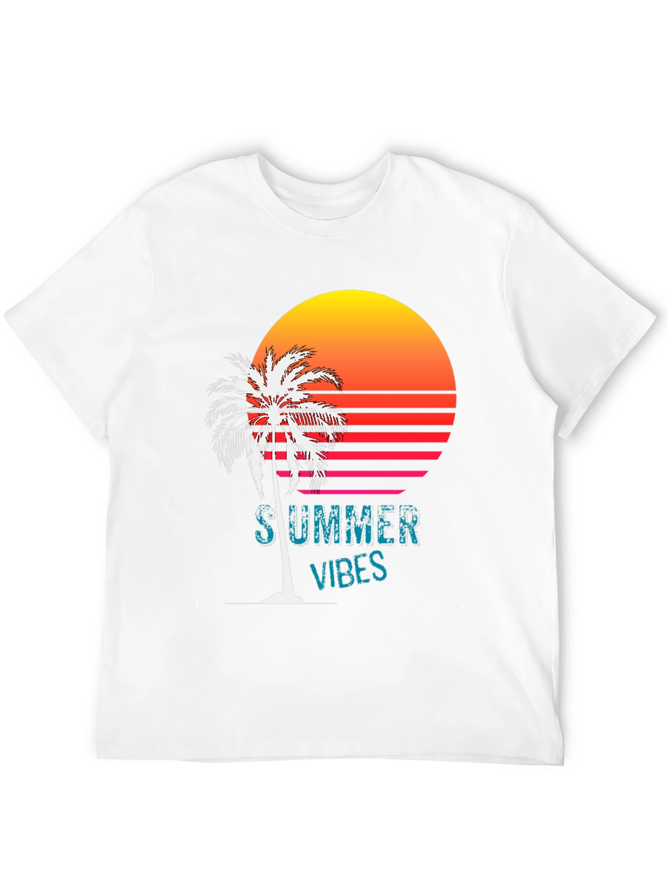Summer Vibes T-Shirt - Palm Tree Sunset Design