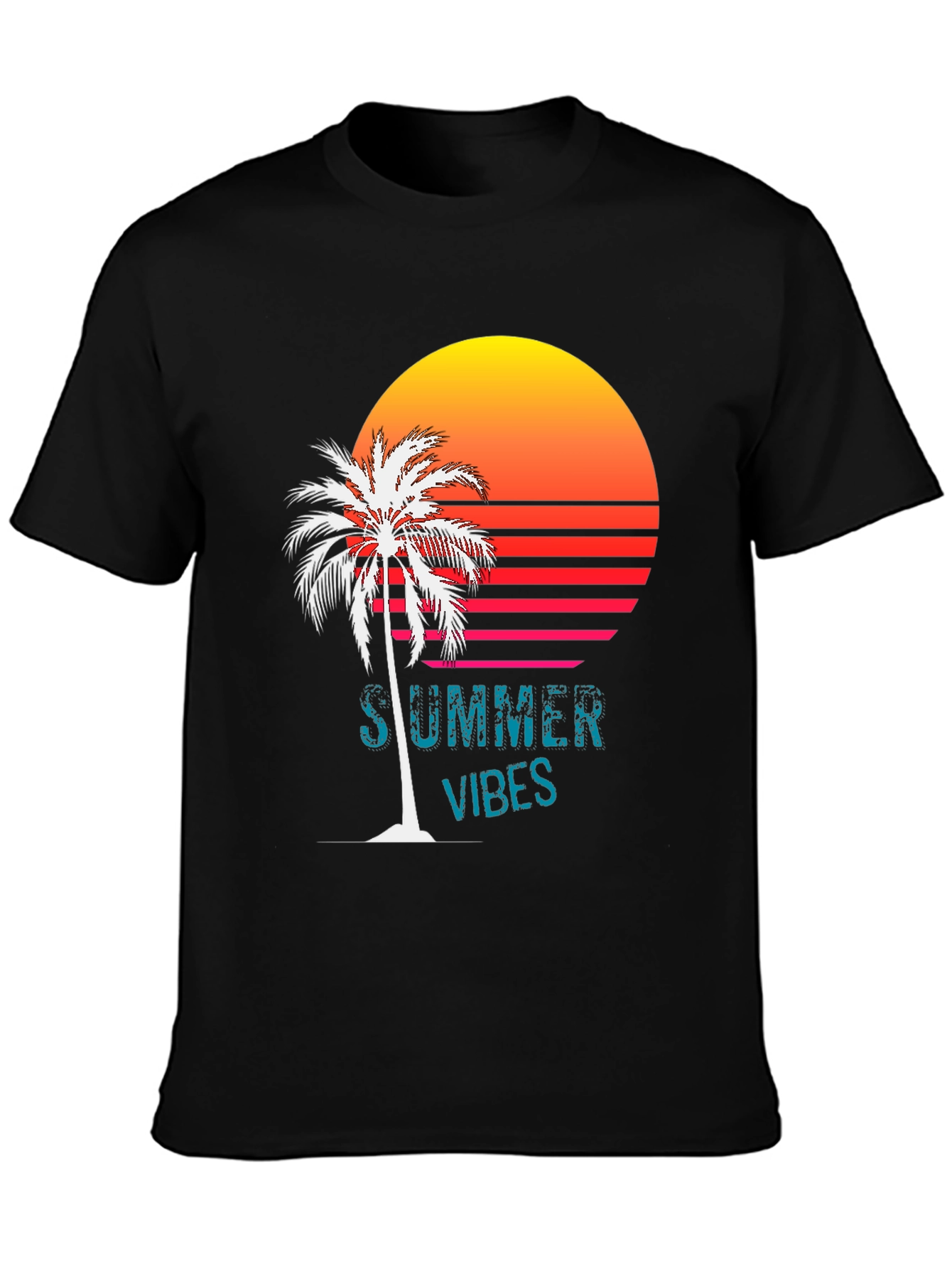 Summer Vibes T-Shirt - Palm Tree Sunset Design
