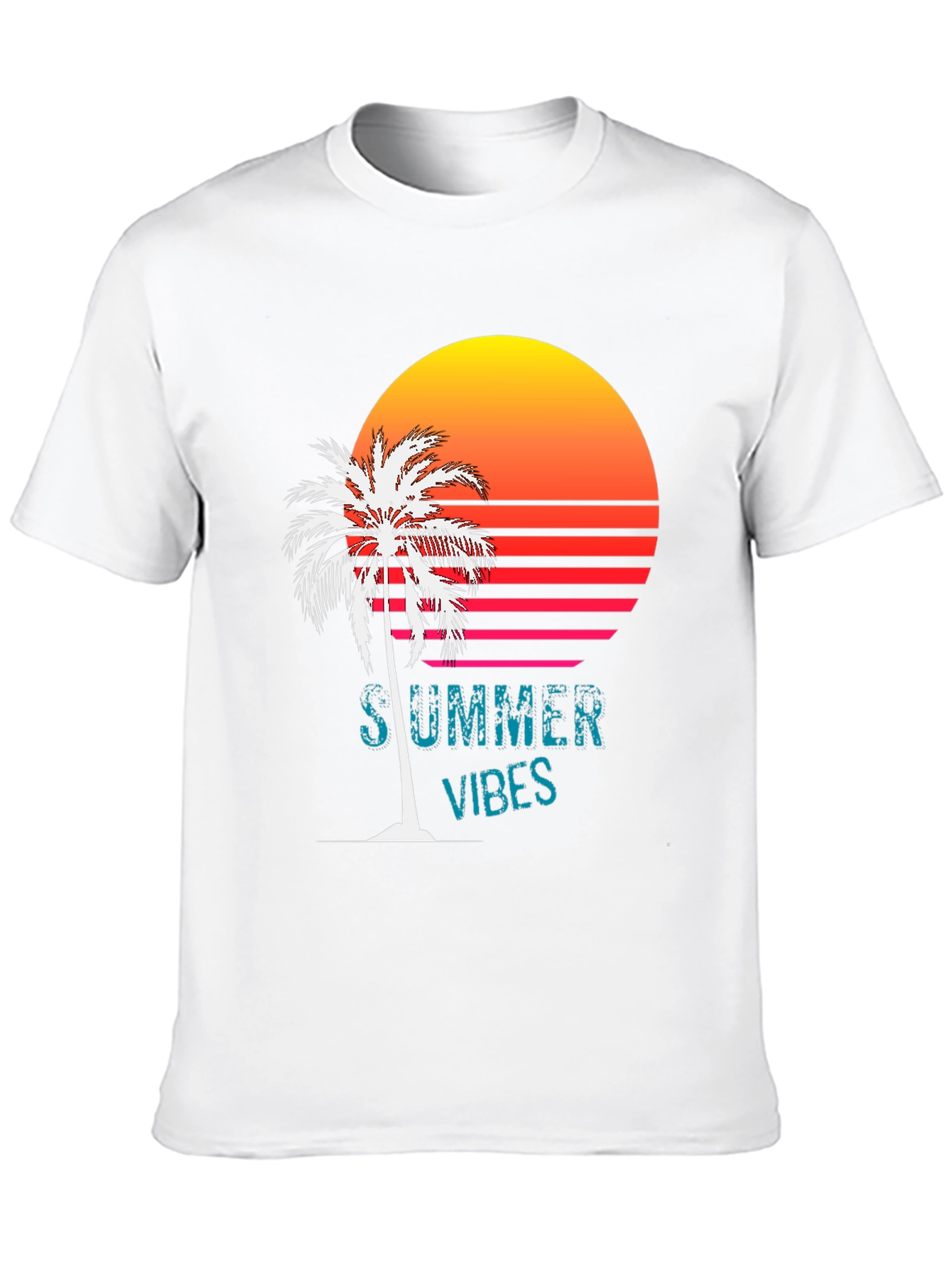 Summer Vibes T-Shirt - Palm Tree Sunset Design
