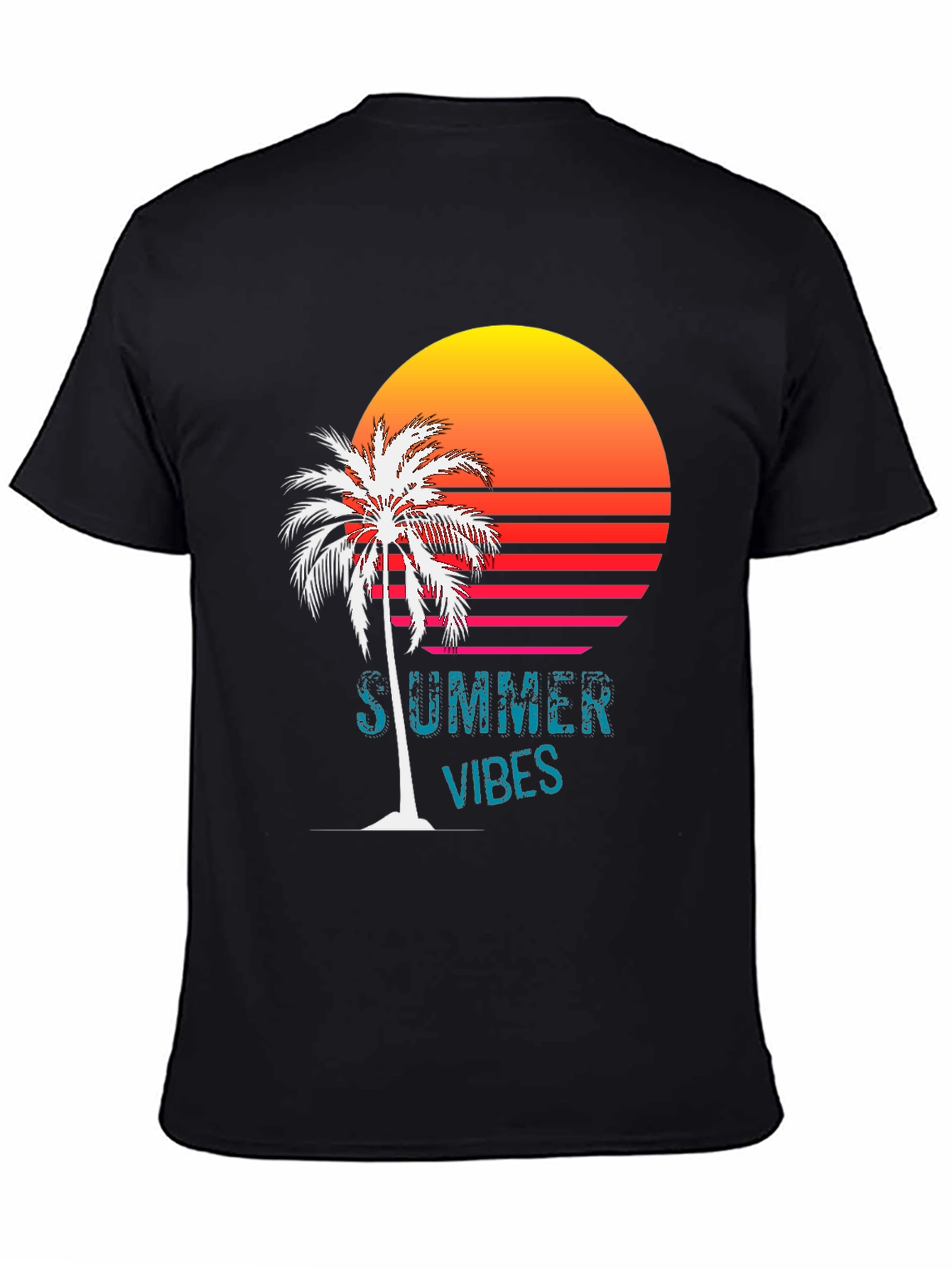 Summer Vibes T-Shirt - Palm Tree Sunset Design