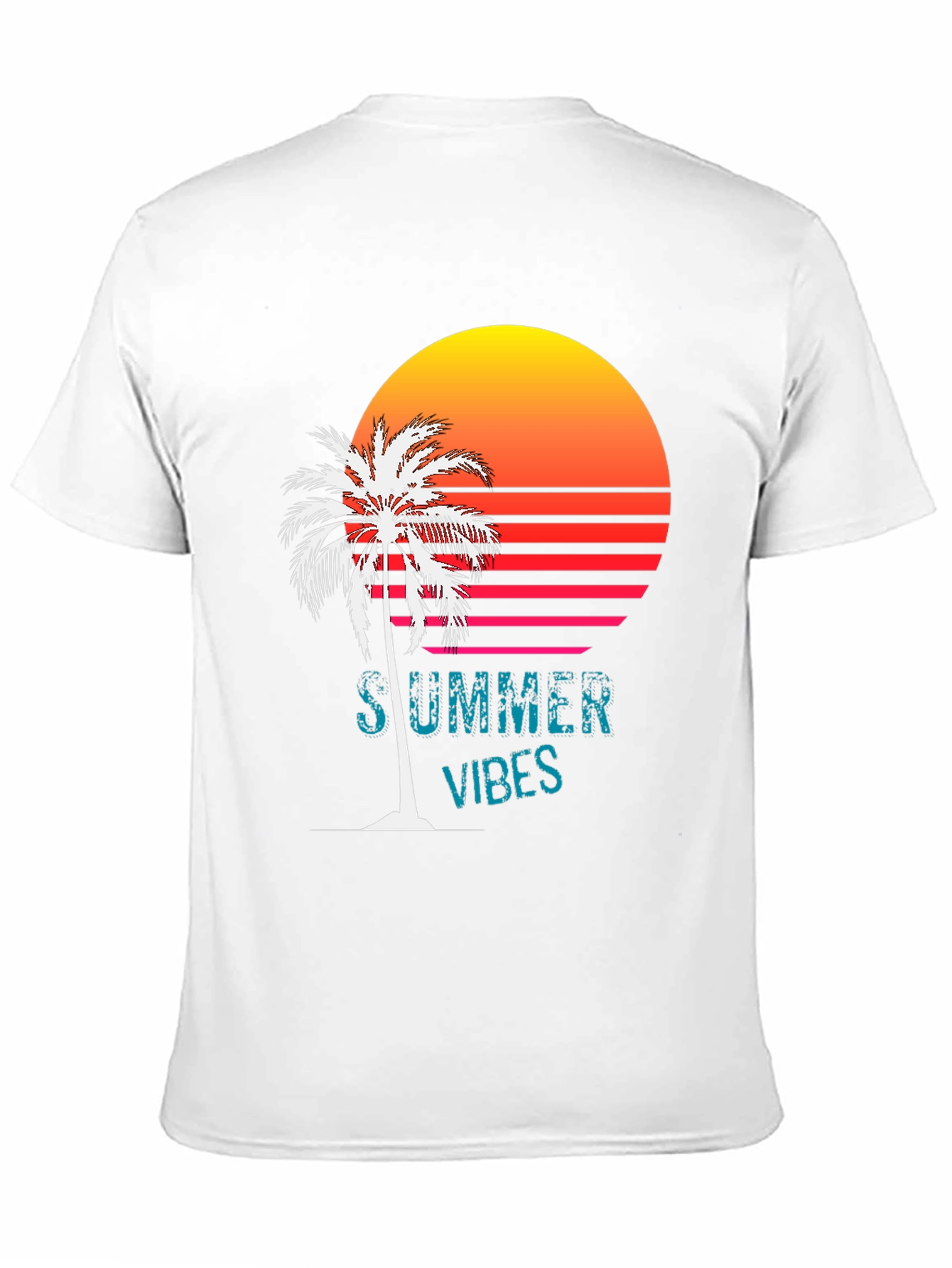 Summer Vibes T-Shirt - Palm Tree Sunset Design