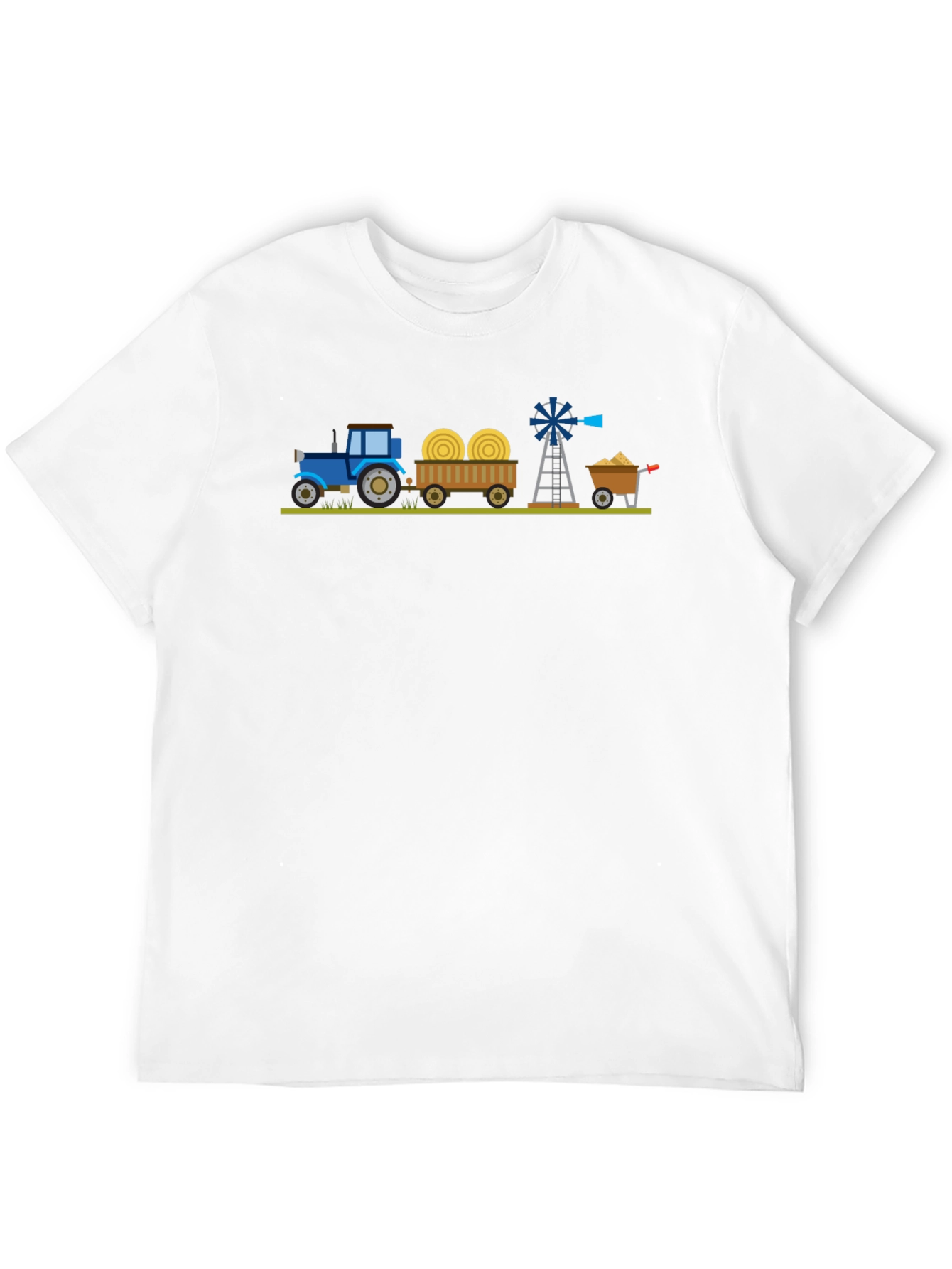 Cartoon Farm Scene Black T-Shirt