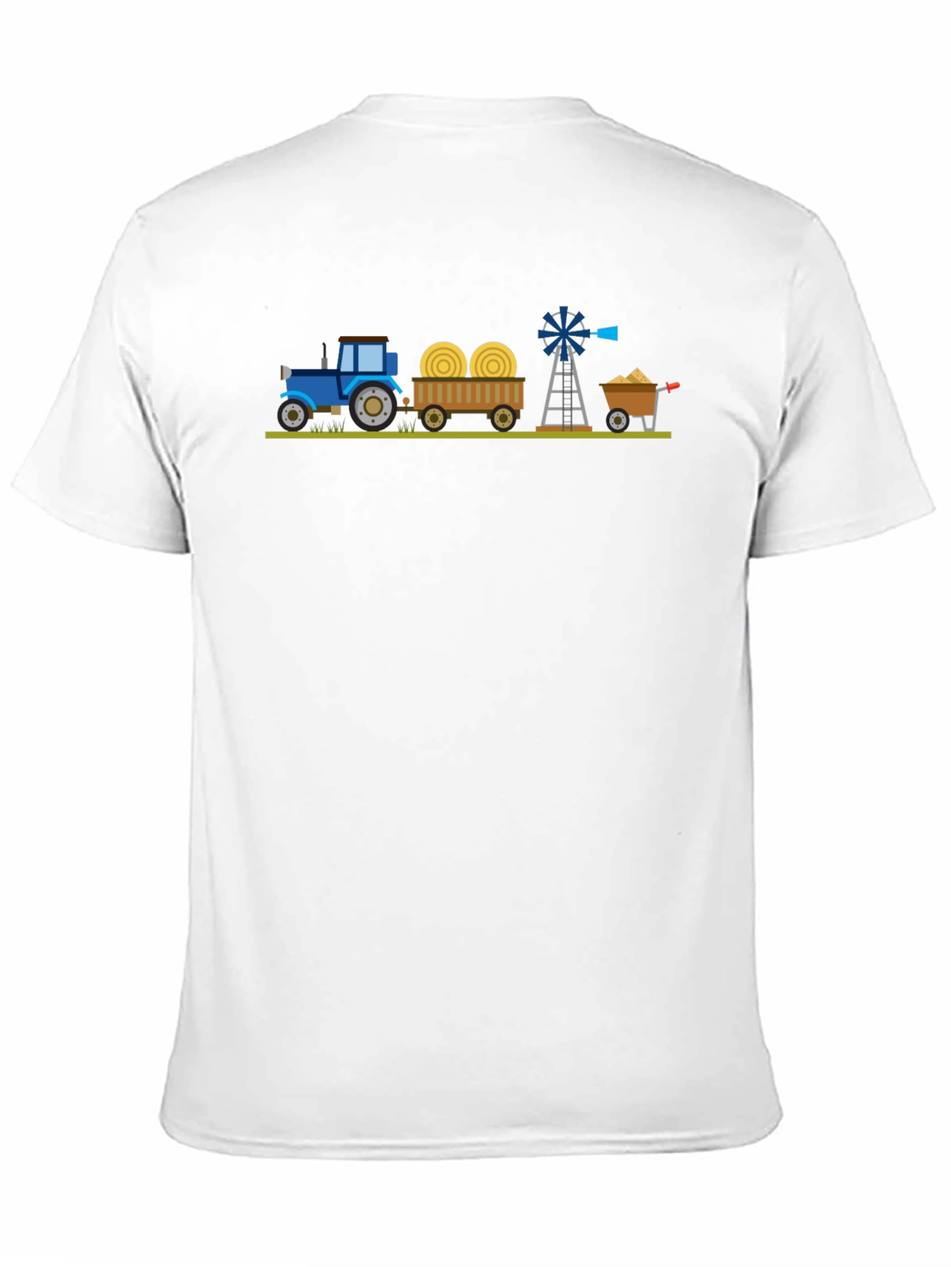 Cartoon Farm Scene Black T-Shirt
