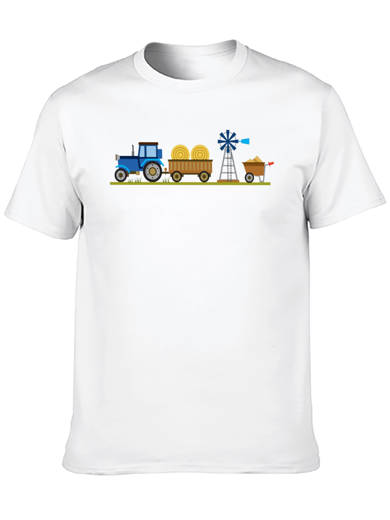 Cartoon Farm Scene Black T-Shirt