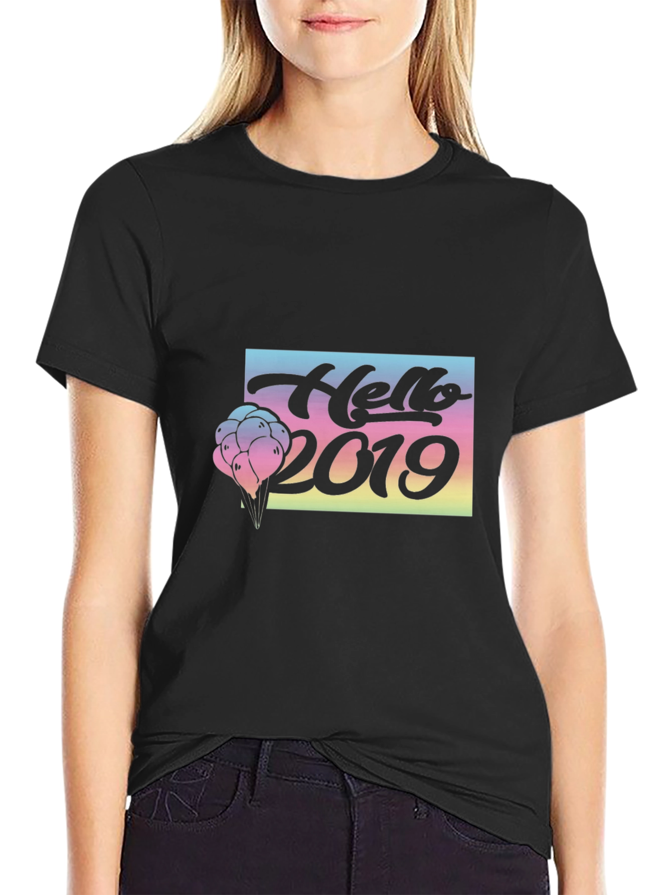 Hello 2019 Graphic Tee - Black T-Shirt