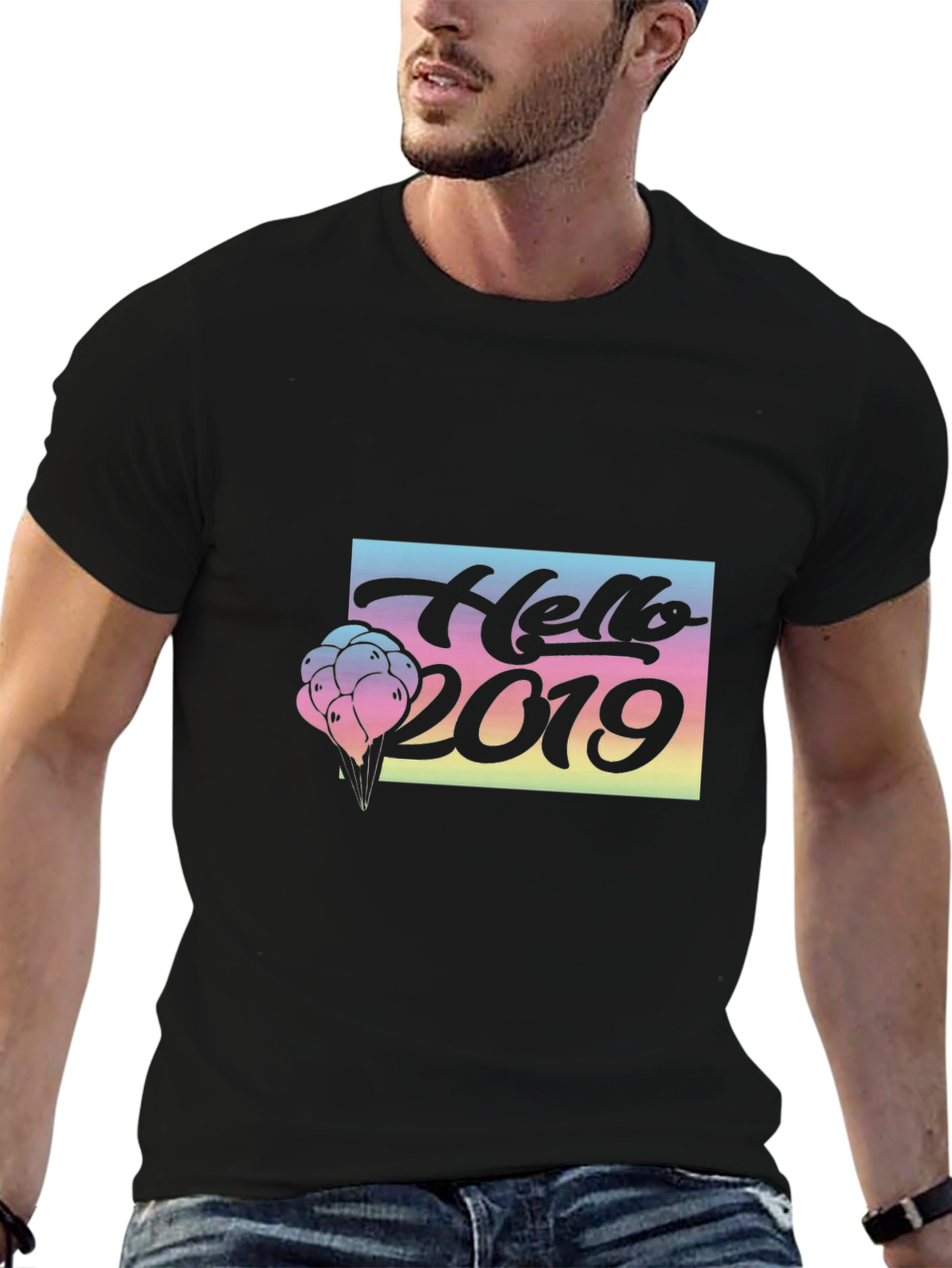 Hello 2019 Graphic Tee - Black T-Shirt