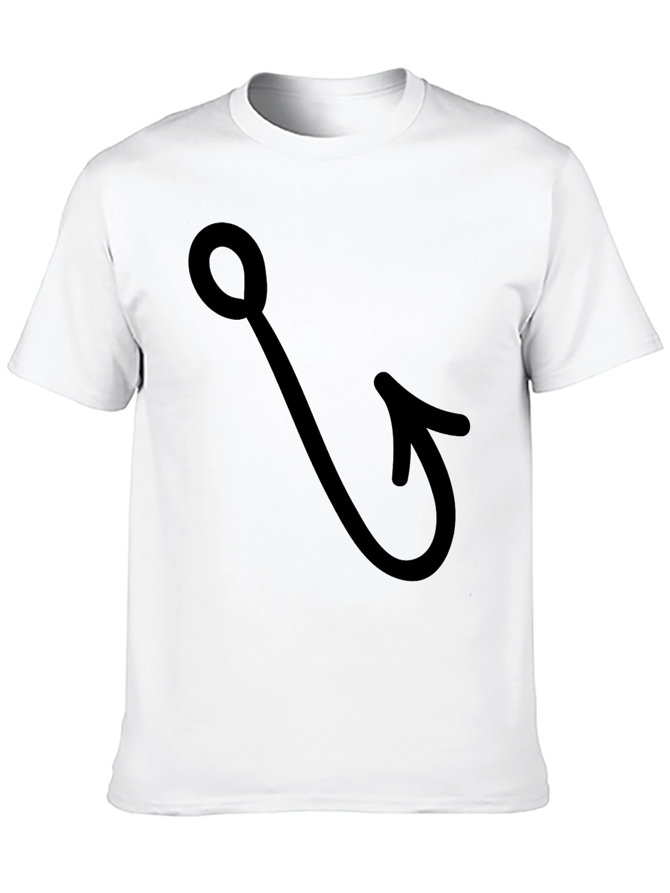 Fishing Hook Graphic Tee - Black Cotton T-Shirt