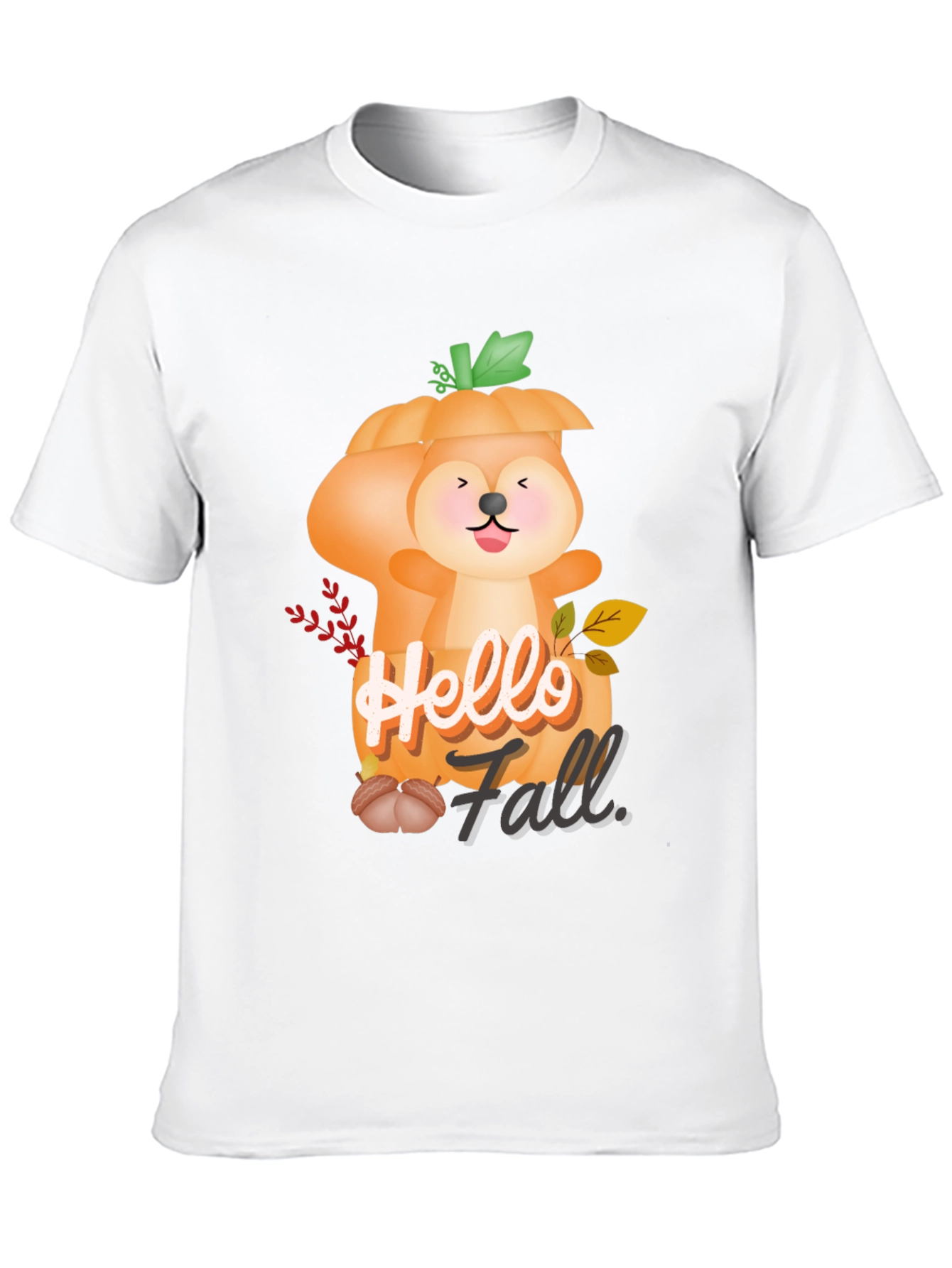 Hello Fall Squirrel Pumpkin Tee